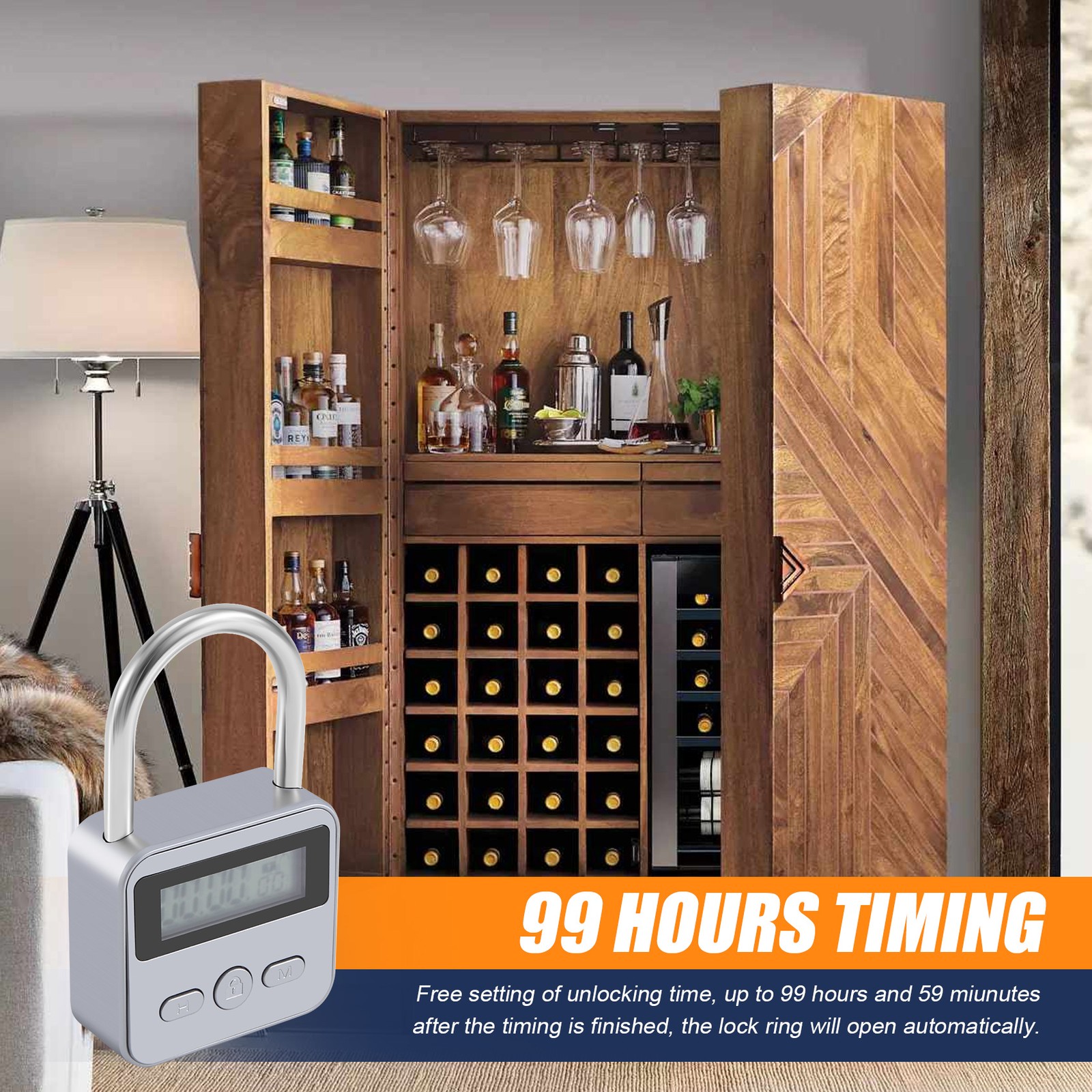 Metal Timer Lock LCD Display Multi-Function Electronic Time 99 Hours Max3874