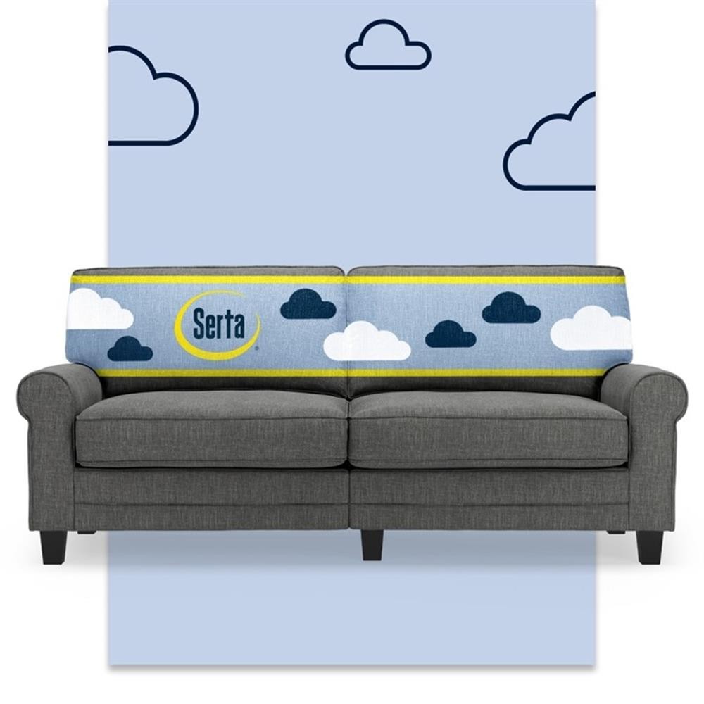 Bowery Hill Traditional 78" Rolled Arm Sofa with Removable Covers Gray
