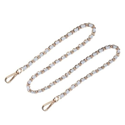 Leather Iron Flat Chain Strap - 47" Handbag Chain - Shoulder Light Blue + Gold