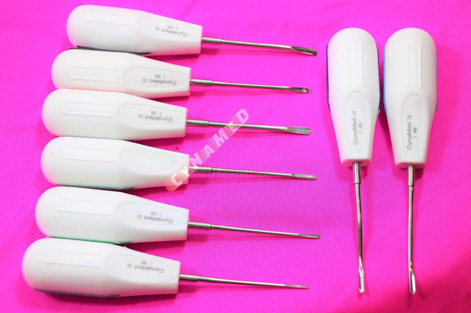 Dental Luxating Elevator Tooth Extraction Tools 8 Pcs, Straight Curved & Angled
