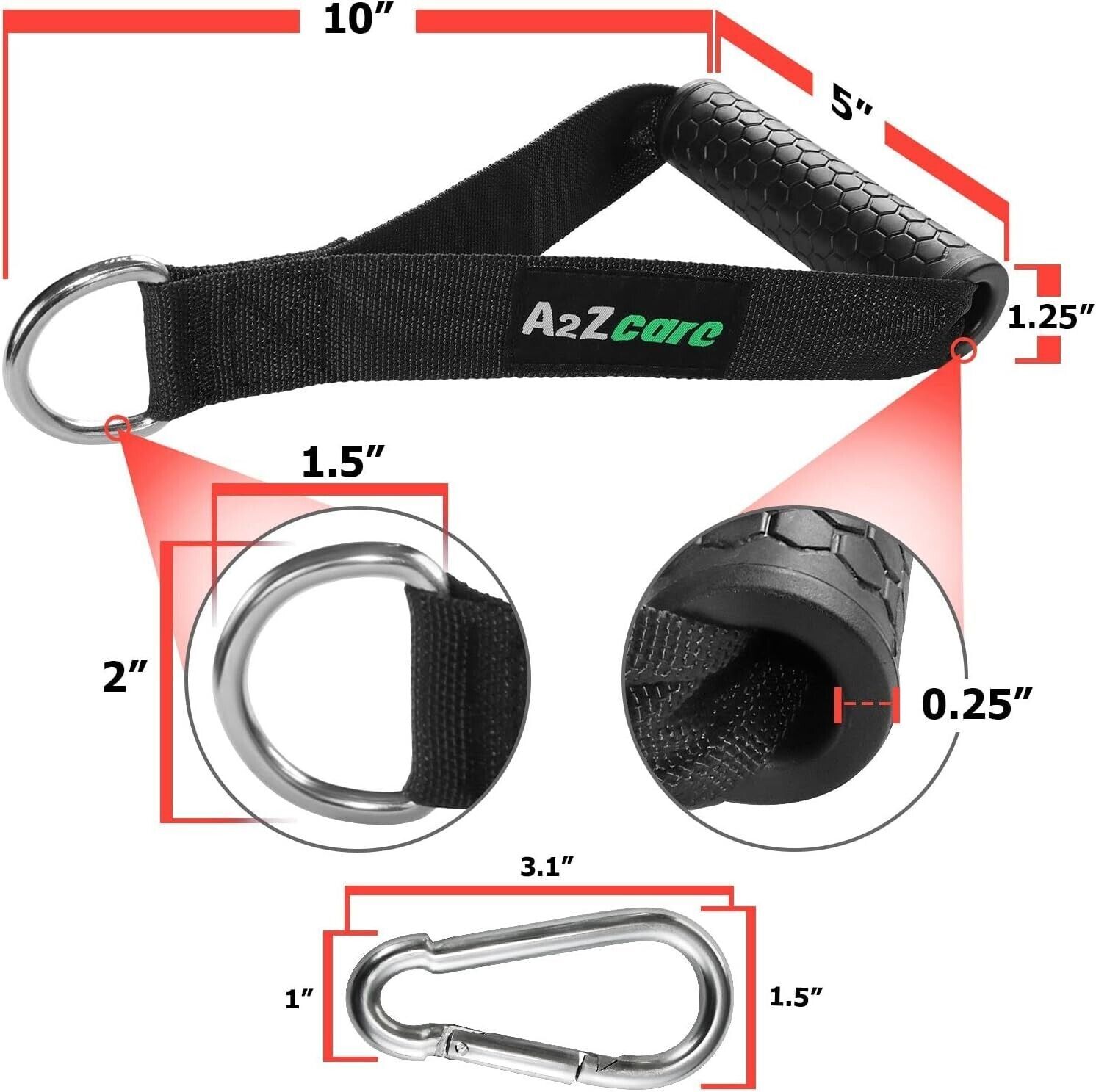 A2ZCare Heavy Duty Exercise Handles for Pulley LAT Pulldown System (Black)