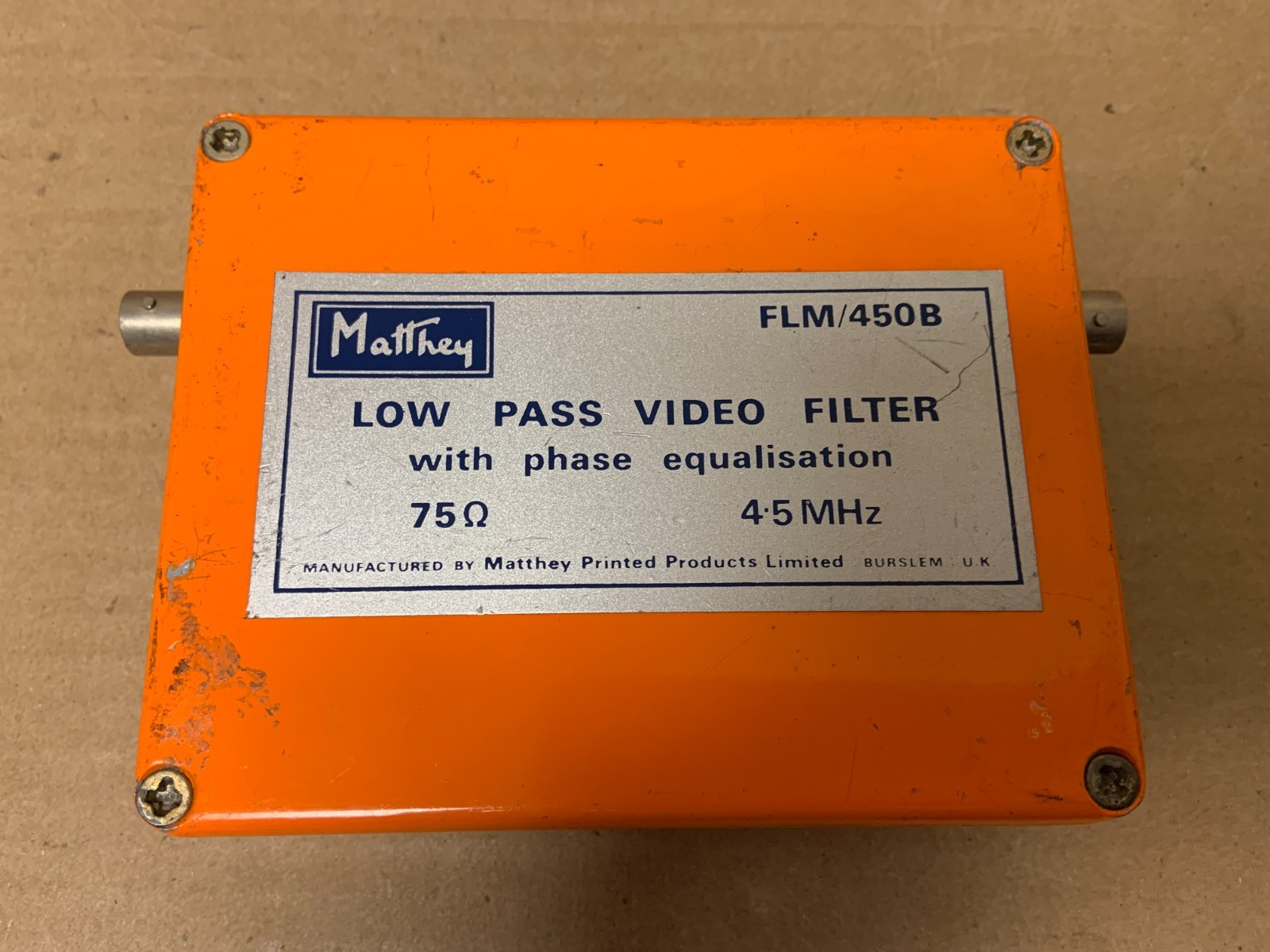 Matthey MBW 430B Low Pass Video Brick Wall Filter 75 Ohms