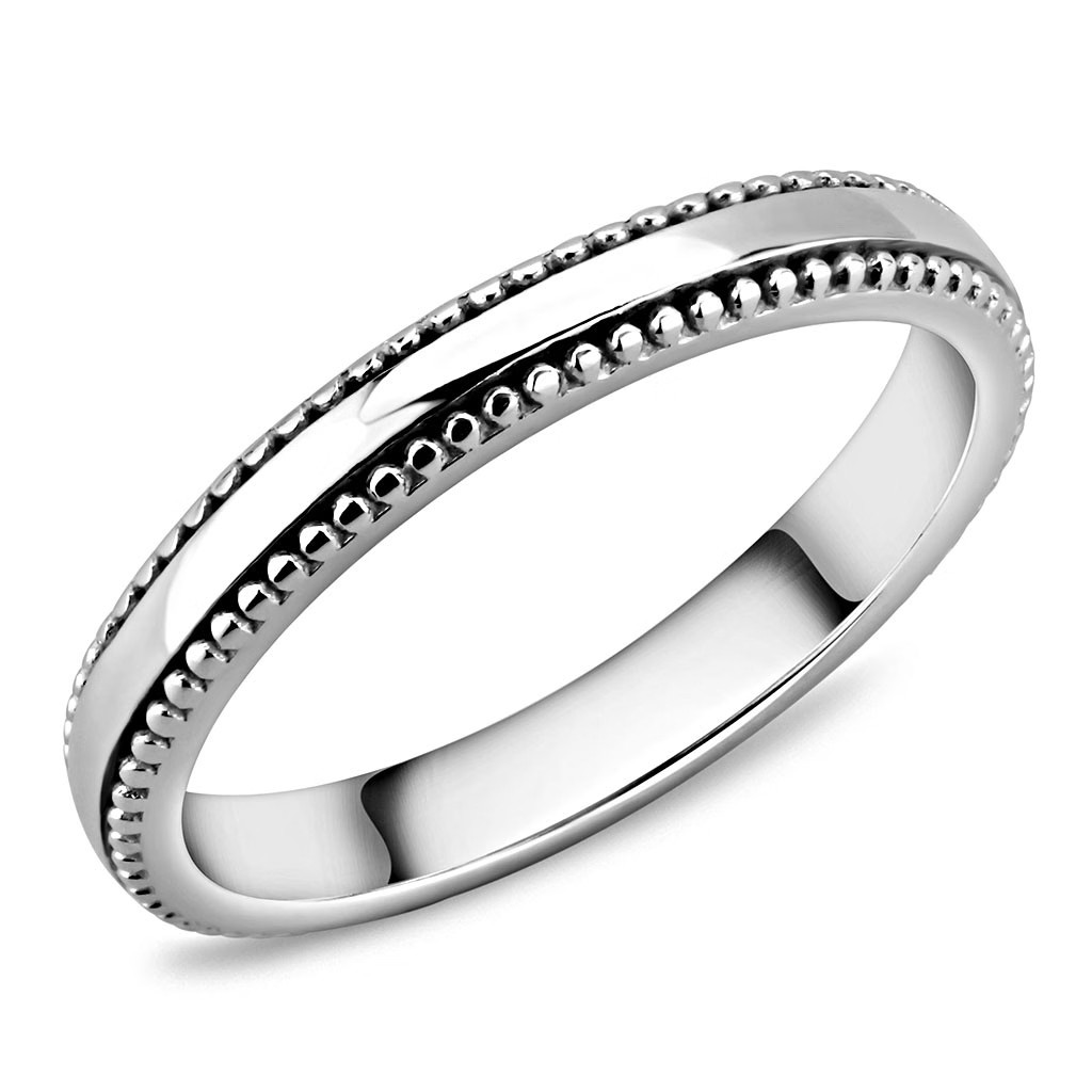 Women's Ring Band, Stainless Steel, Stacking, Vintage, Milgrain Band