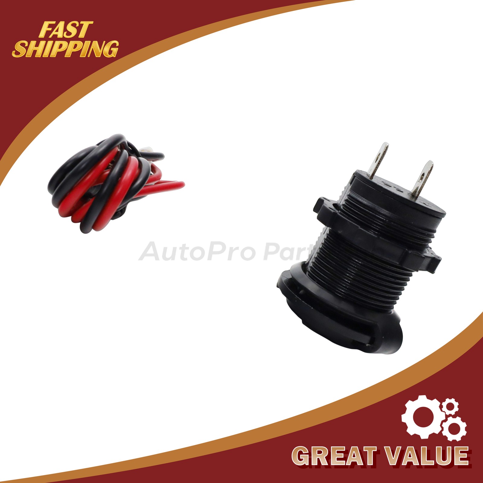 12V Cigarette Lighter Socket Power Outlet Socket Receptacle ATV Motorcycle Car