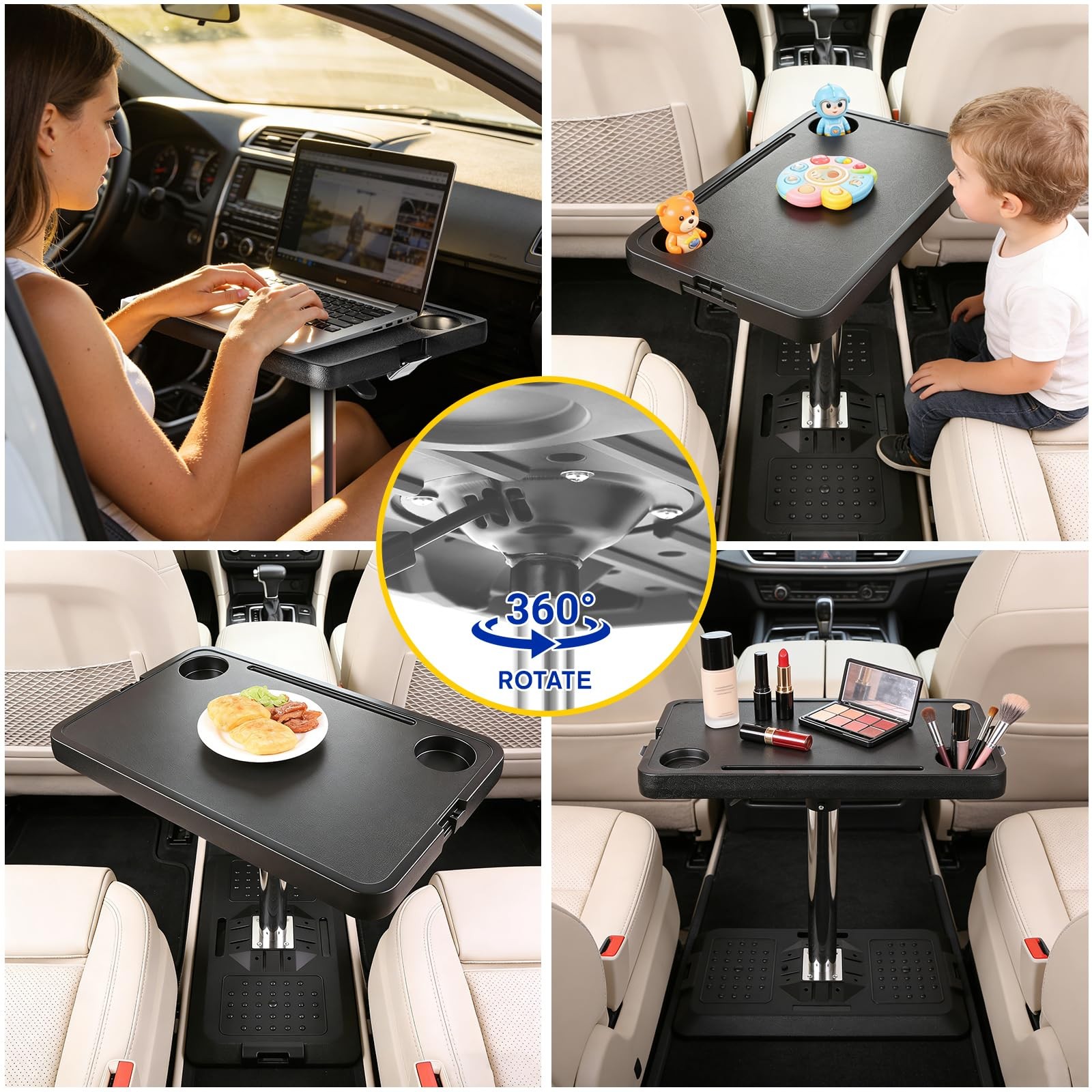 Car Seat Tray Table, Adjustable Car Desk for Laptop & Tablet, Multi-Function ...