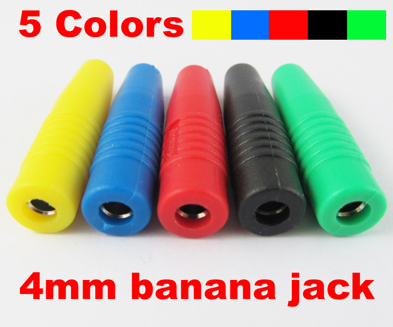 50pcs Brass 4mm Banana Female Jack Socket Test DIY Solder Connector 5 colors