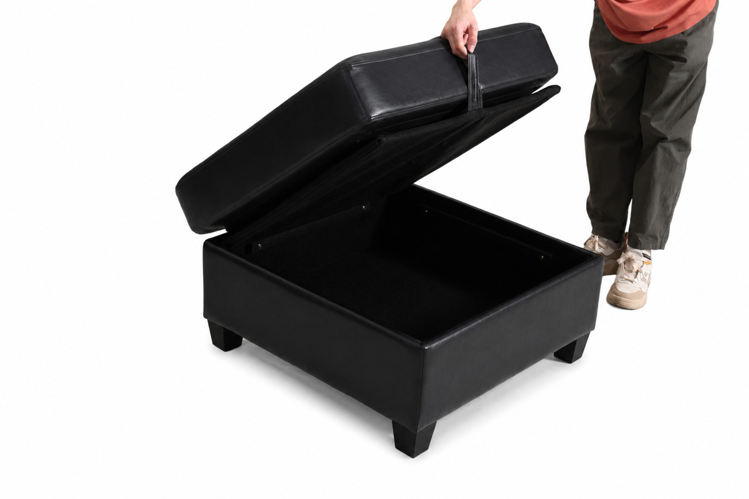Modular Sofa 2-Seat PU Convertible Sleeper with Storage, 29.1"W