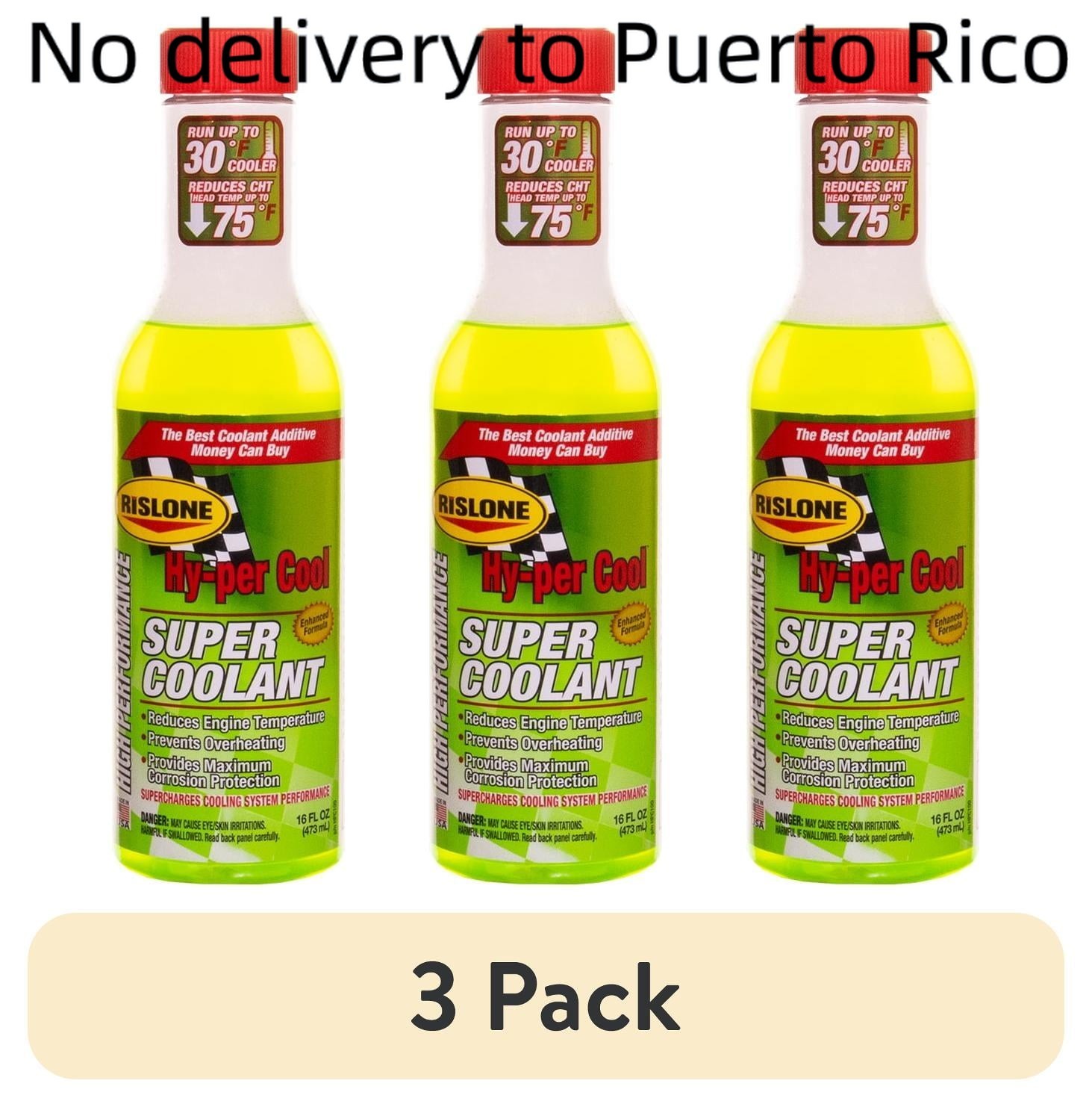 (3 pack) Rislone Hy-per Cool Super Coolant, Antifreeze and Coolant, 16 oz
