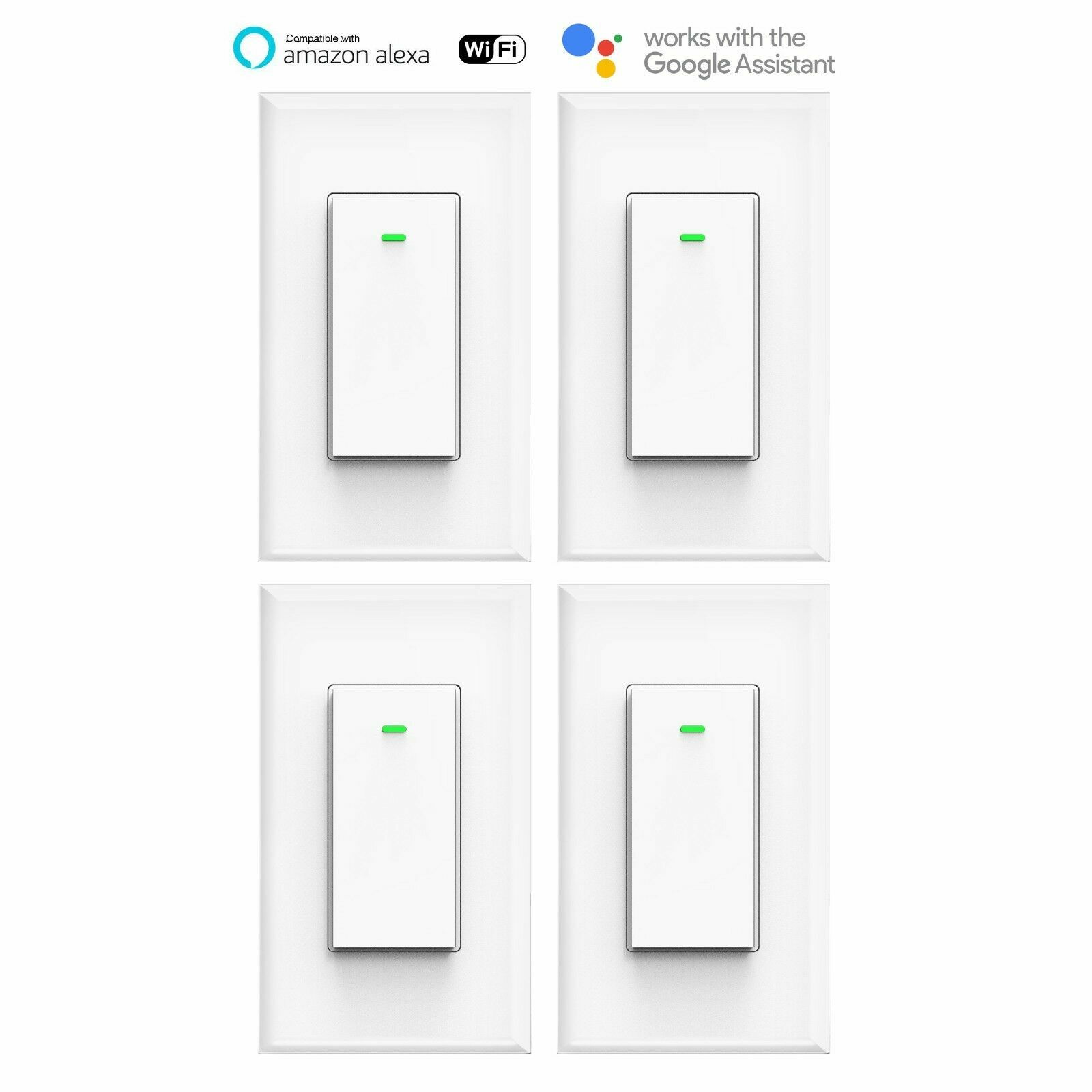 4Pack Smart WIFI Switch Light Wall Works with Alexa Google Home voice smart life