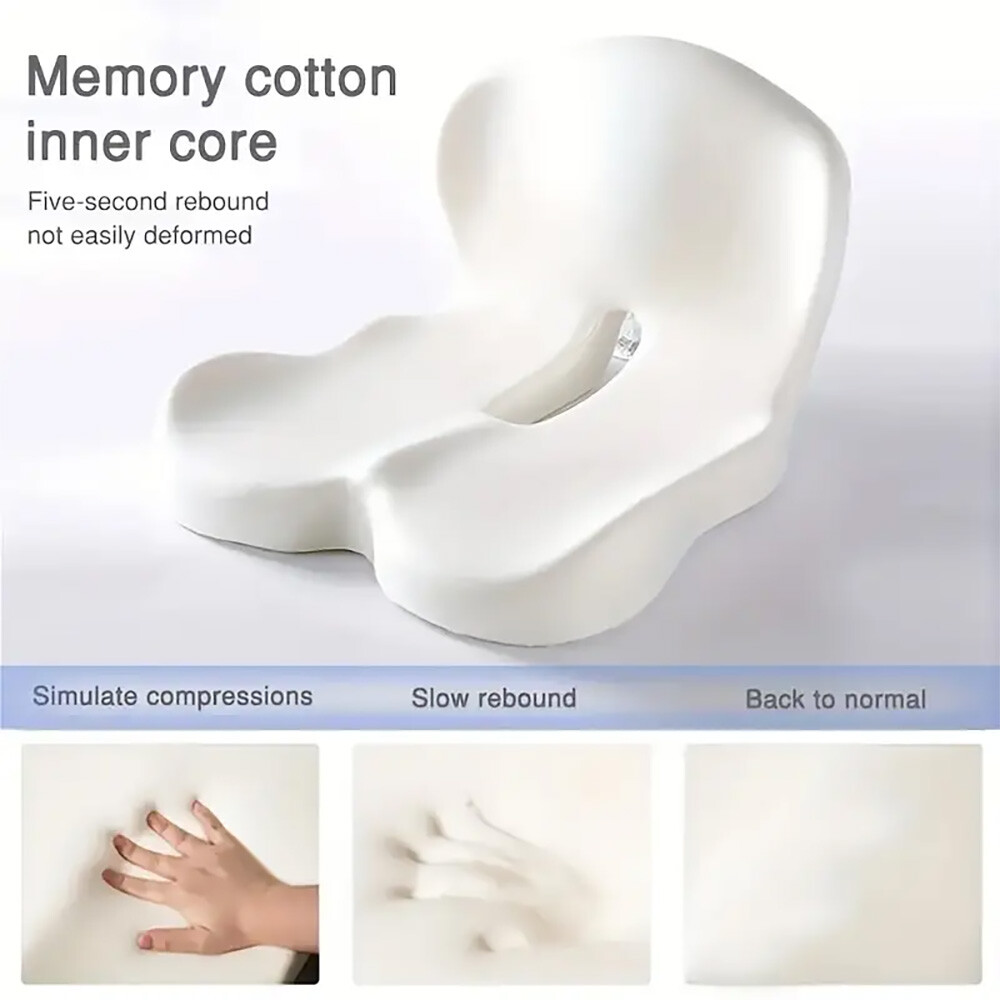 Memory Foam Seat Cushion w/Lumbar Support Pillow for Back & Sciatica Pain Relief