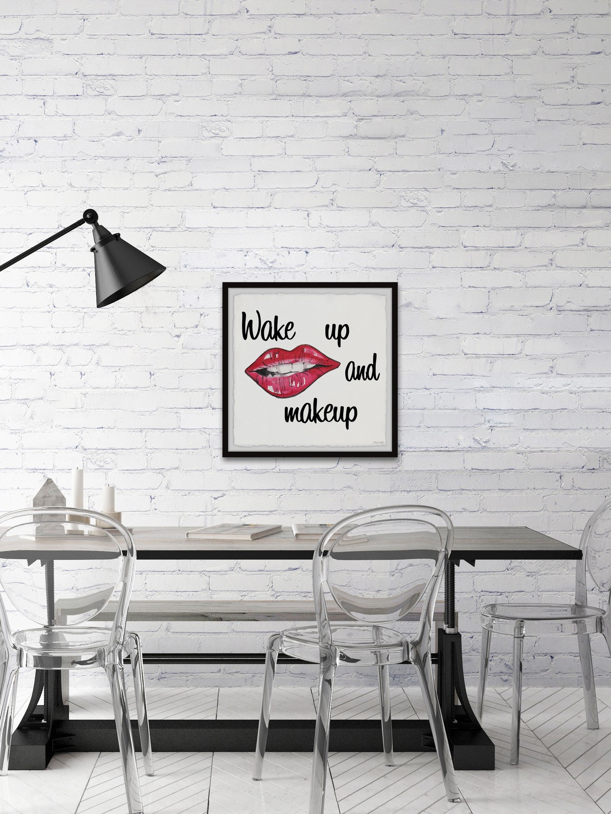 Marmont Hill Wake Up and Makeup Framed Painting Print 12x12