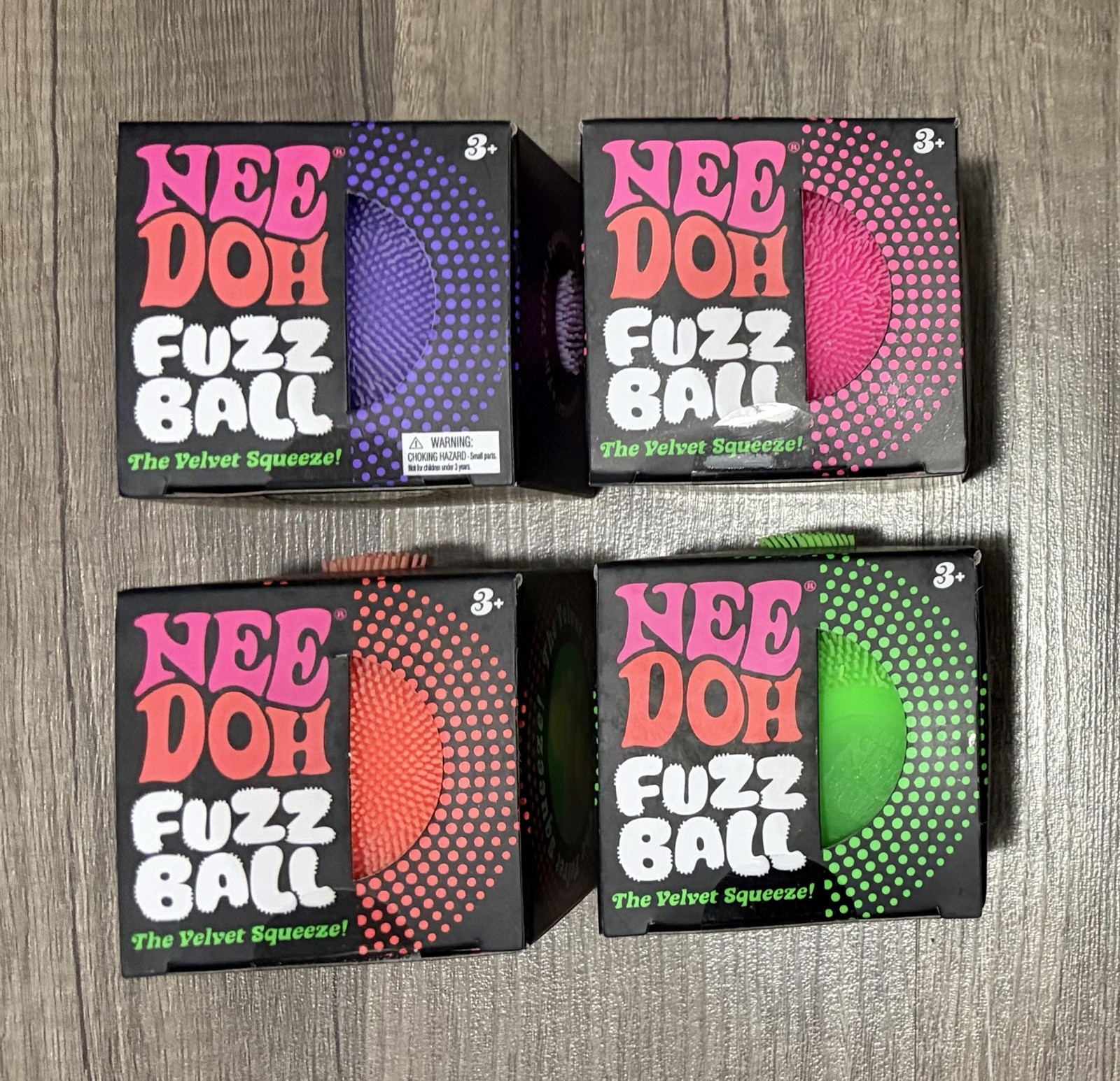 NeeDoh Fuzz Ball The Velvet Squeeze! Authentic Schylling  - Lot of 4