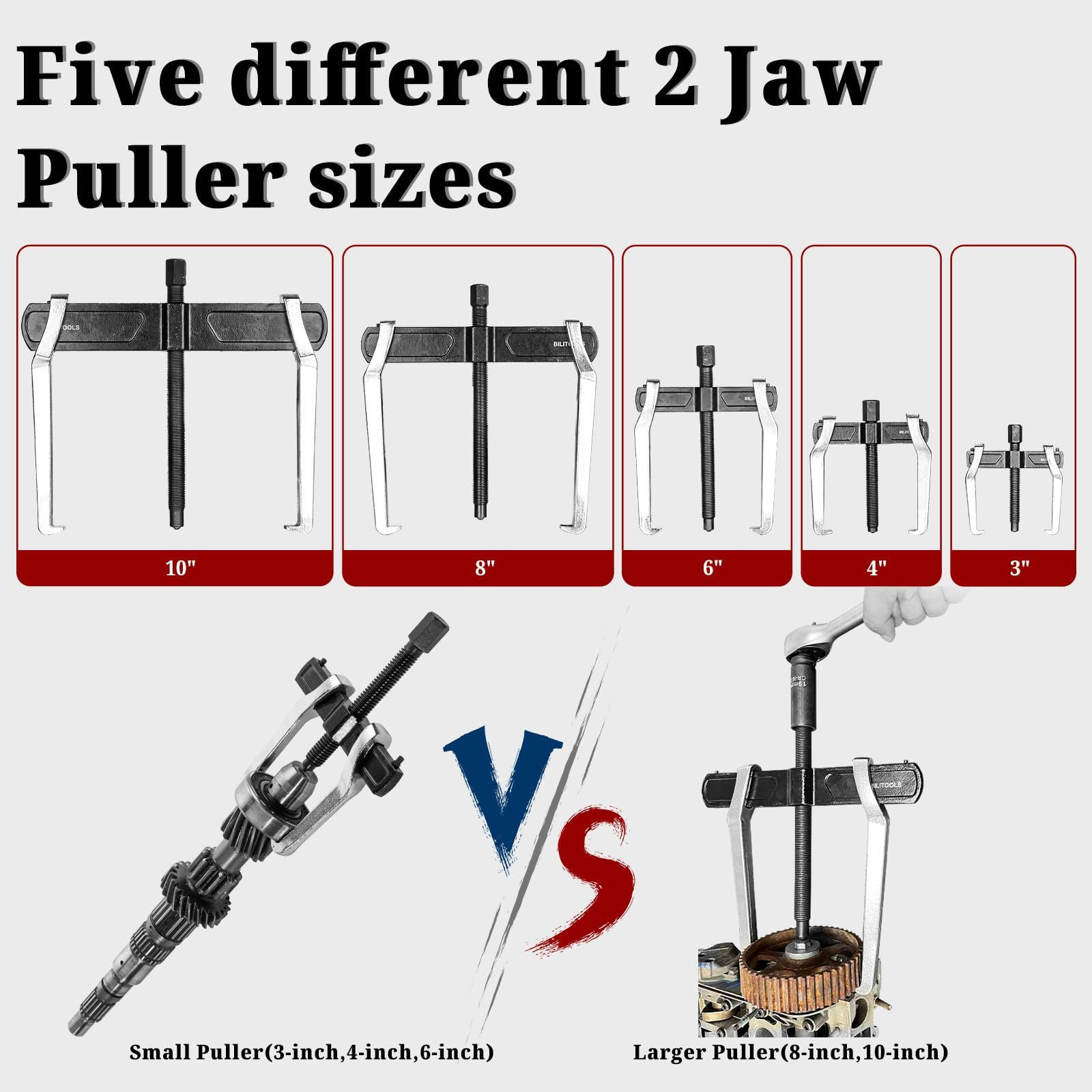 BILITOOLS 4" 2-Jaw Gear Puller, Internal External for 4”, 2 Jaw-type a
