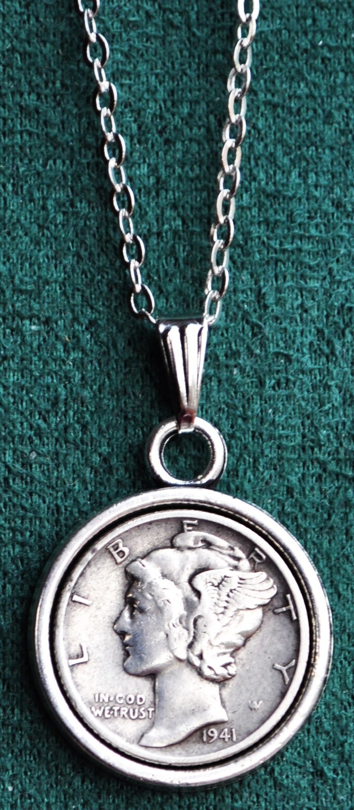 Silver Mercury Head Dime Coin Pendant