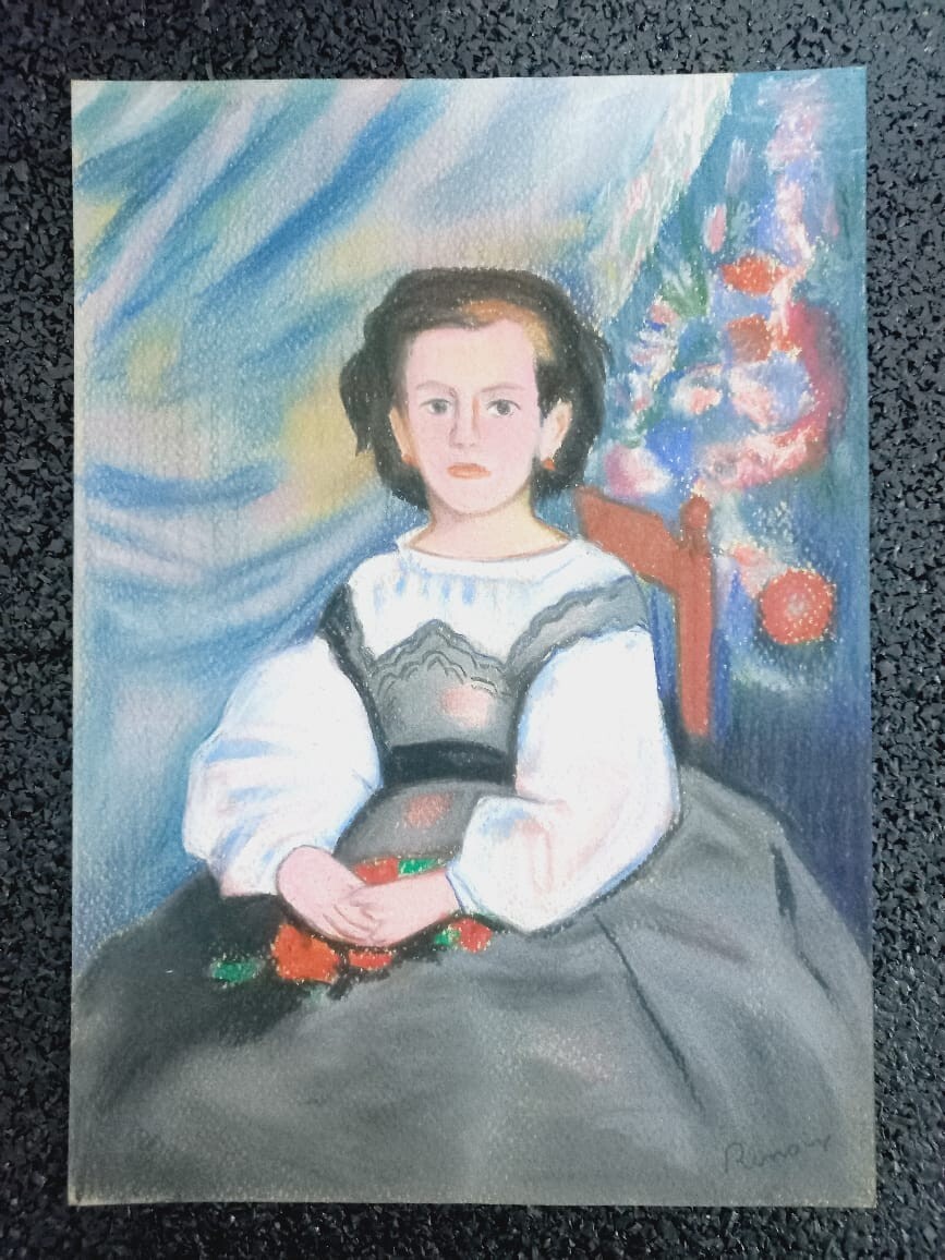 Pierre-Auguste Renoir (handmade) Drawing on antique paper signed and sealed.