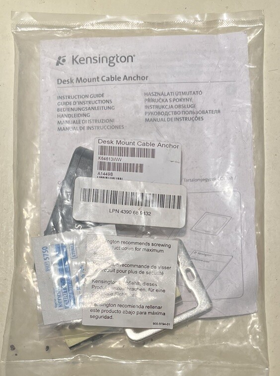 NEW Kensington Desk Mount Anchor Accessory for Cable Locks K64613WW FREE S/H