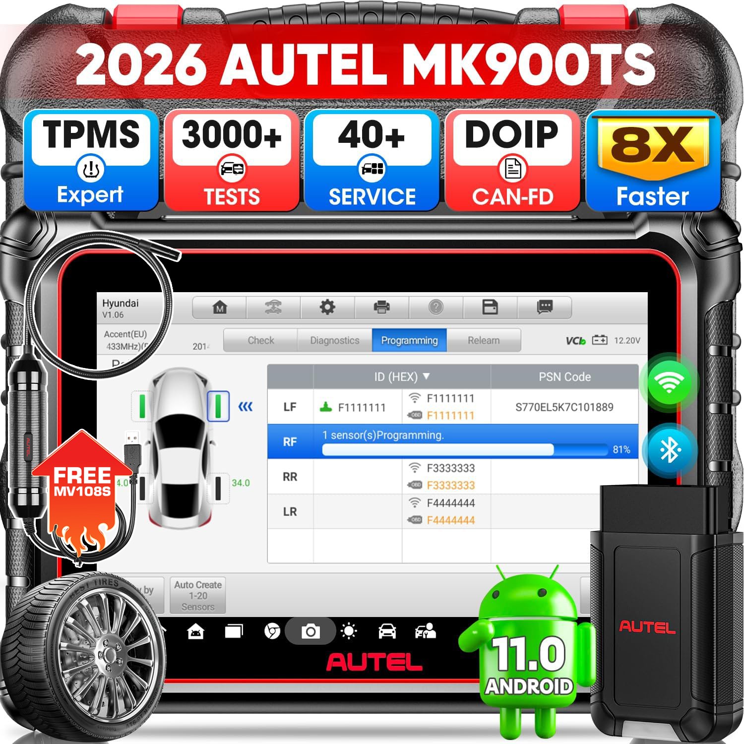 Autel MaxiCOM MK900TS TPMS Programming Reset Diagnostic Bi-directional Scanner