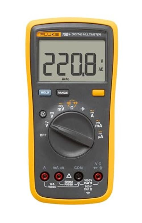 Fluke 15B+ Digital Multimeter, for Electrical Applications, Measures AC/DC