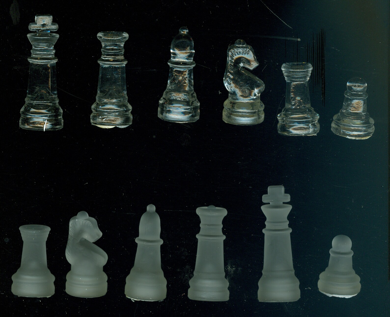 Glass Chess/Checker Set Replacement Pieces Clear & Frosted 1-1/8in diameter base