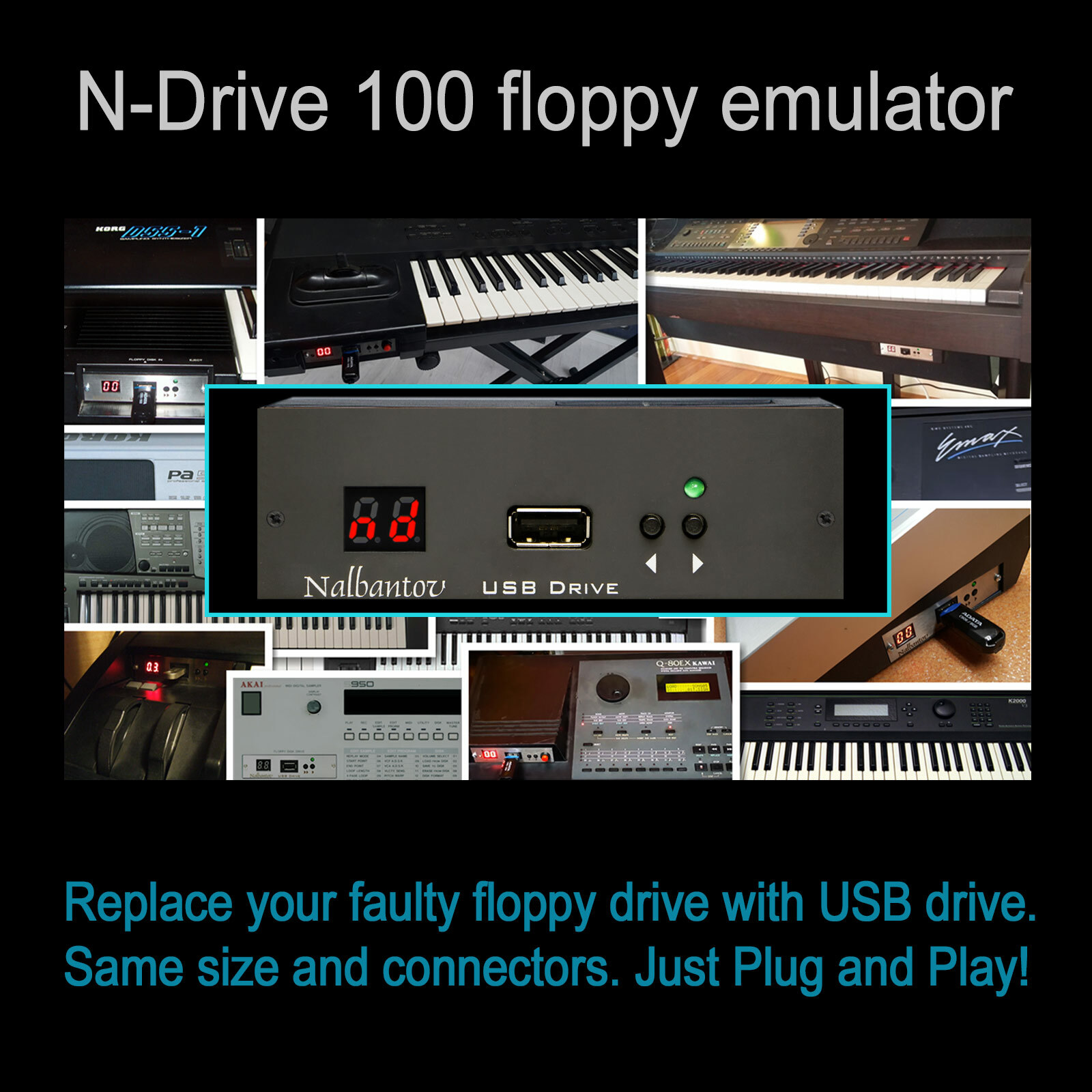 USB Floppy Drive Emulator N-Drive 100 for Ensoniq Mirage (all versions) + OSs
