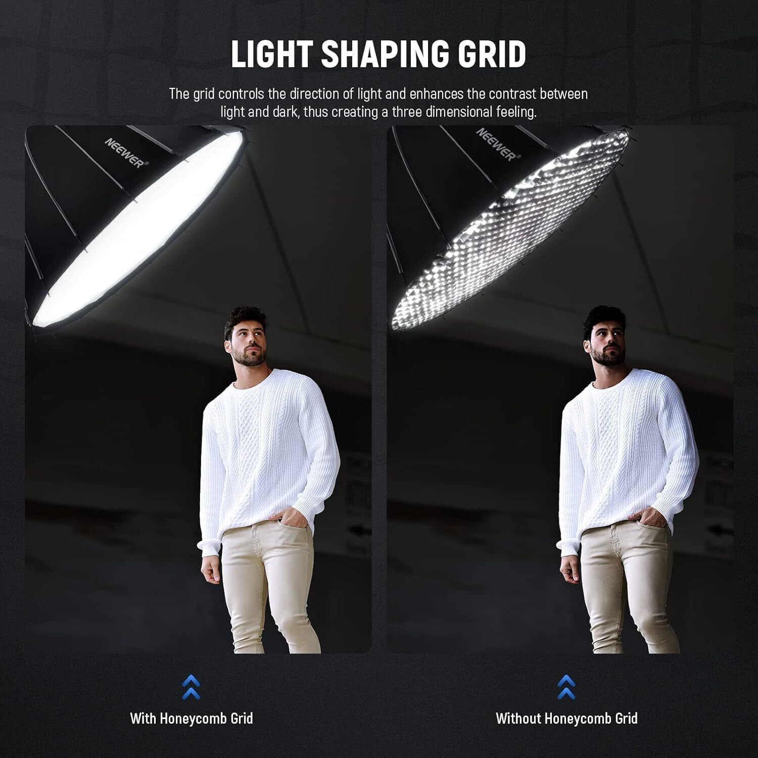 US Triopo 47.2inch/120cm Parabolic Softbox Quick Set up with Diffusers/Honeycomb