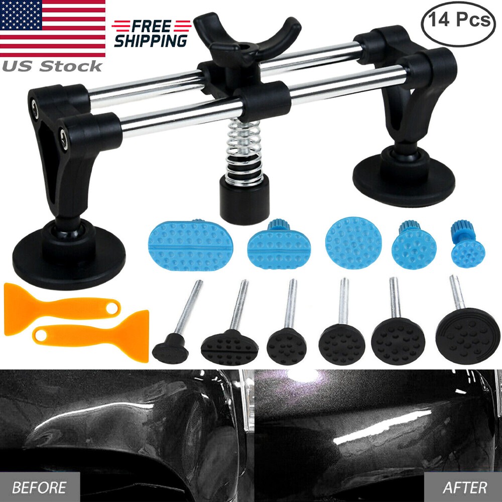 Car Paintless Dent Puller Tabs Bridge Lifter Body Repair Hail Removal Tool Kit !