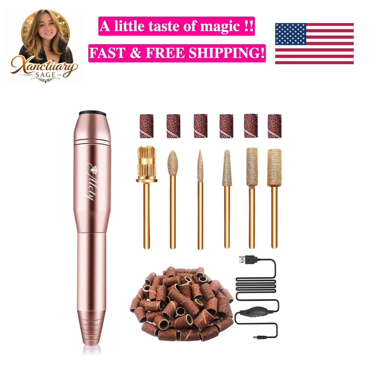 Electric Nail Drill Kit - Portable File for Acrylic Gel Nails, Professional M...