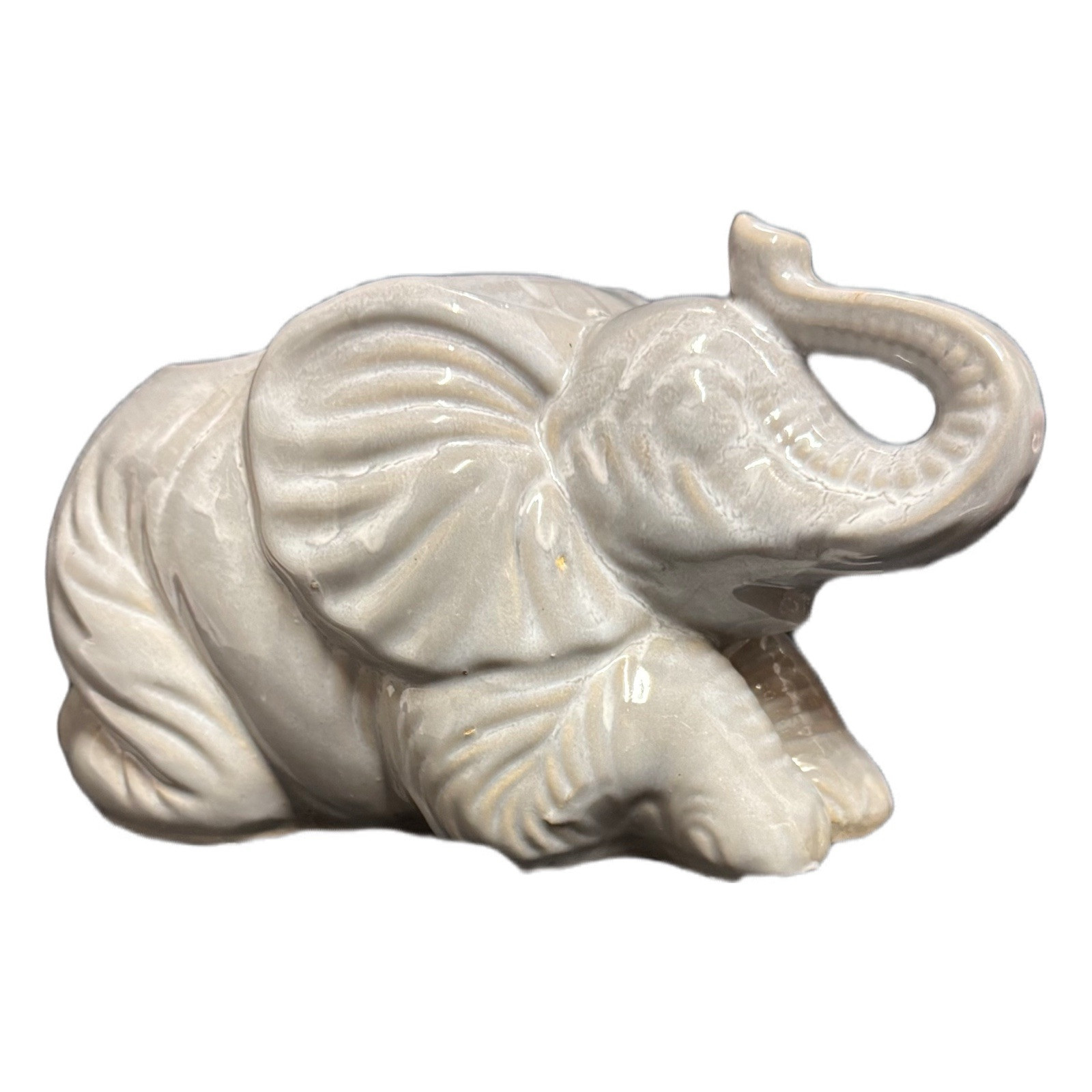 2-Elephant Planter Vase Trunk Up Gray Ceramic Garden Patio Flower Pot Gardening