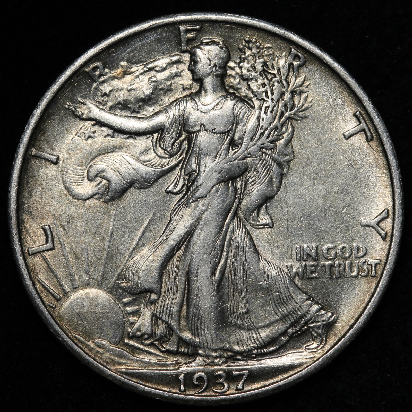 1937-S Walking Liberty Silver Half Dollar AU+ E352 TZEE