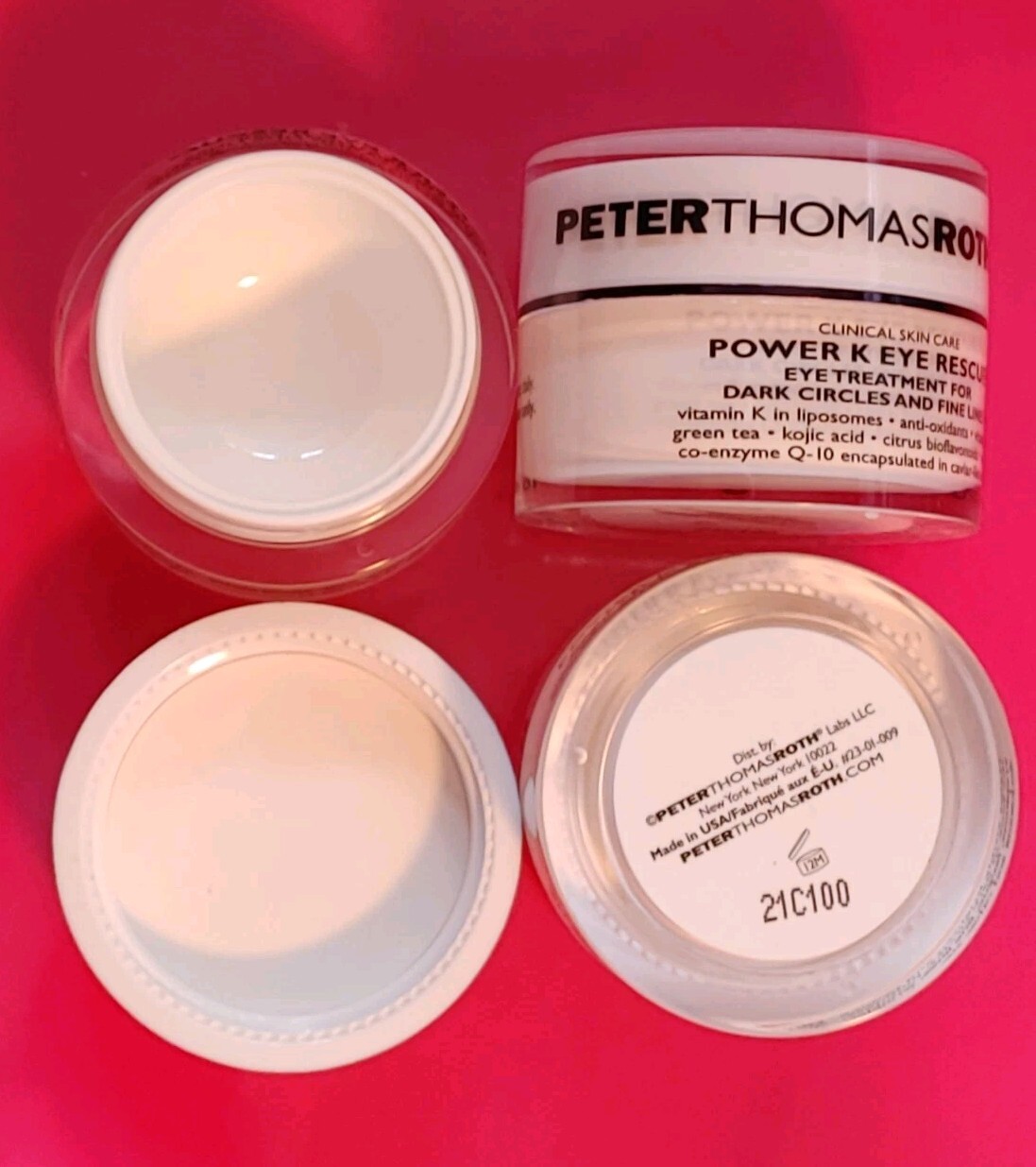 6 Empty Peter Thomas Roth Travel TSA Plastic Jar Skincare/Makeup .5oz Containers