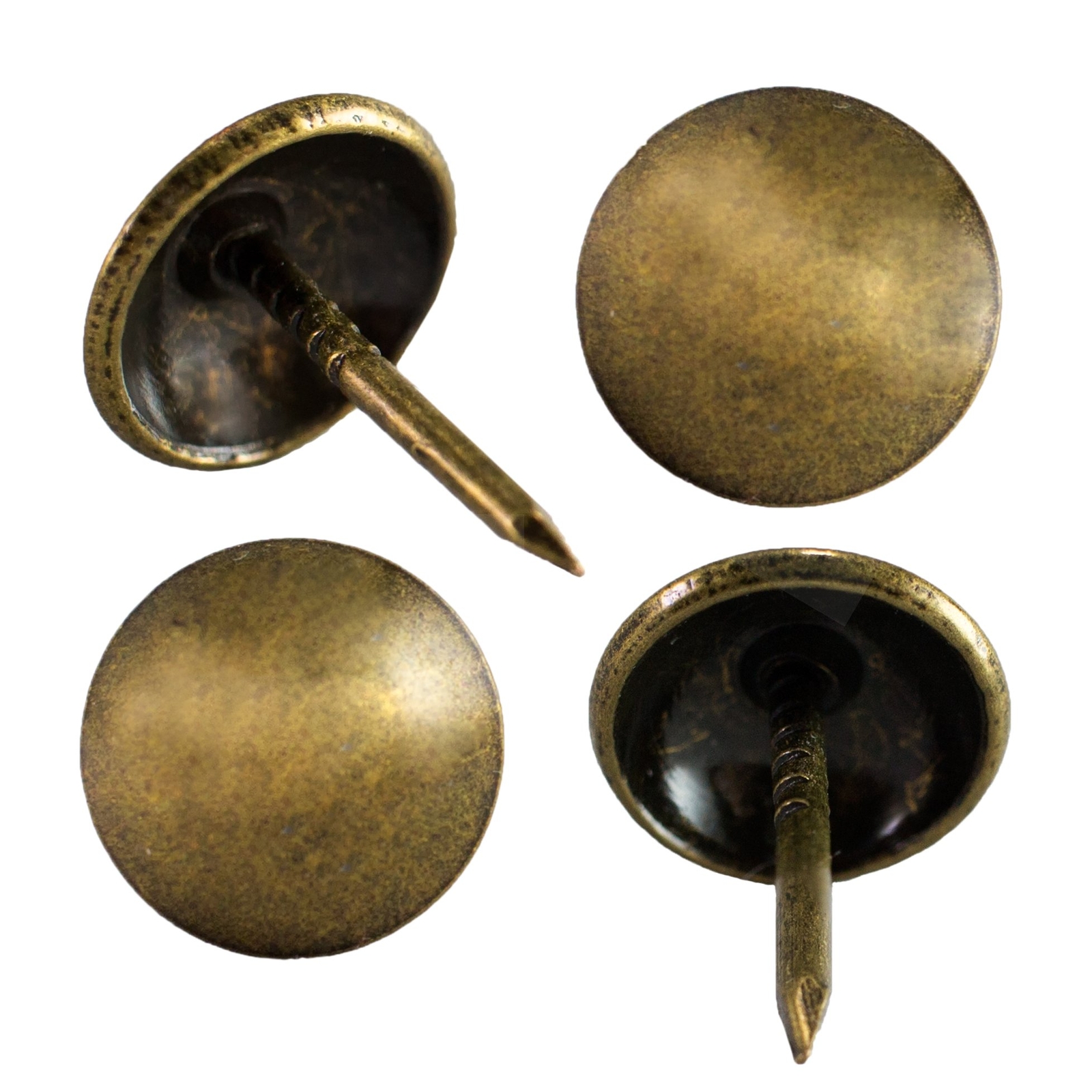 Decotacks 100 Upholstery Tacks Antique Brass 7/16 Head x 1/2 Long