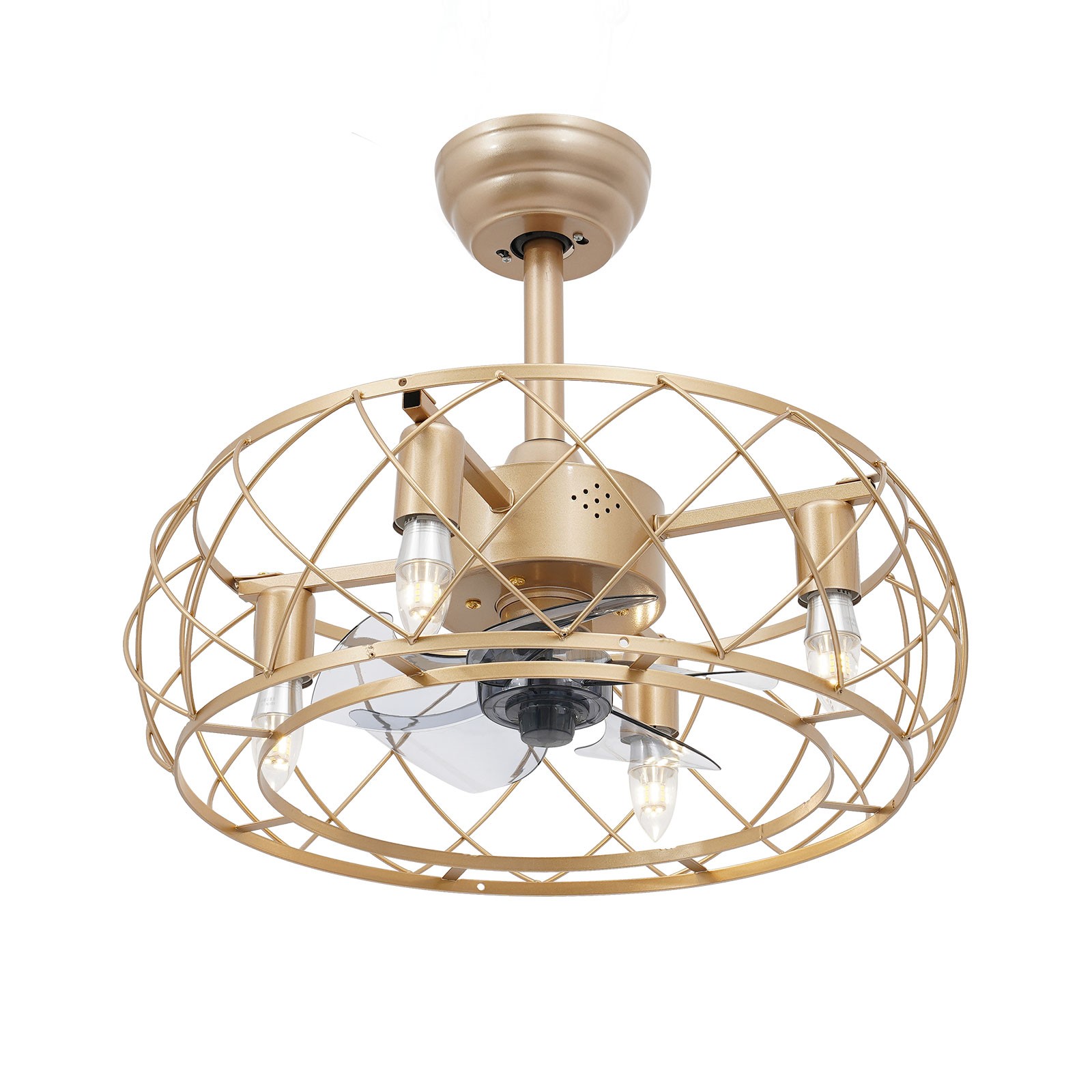 20 inch Caged Ceiling Fan Light Ceiling Mounted Light 3 Speeds Remote Control