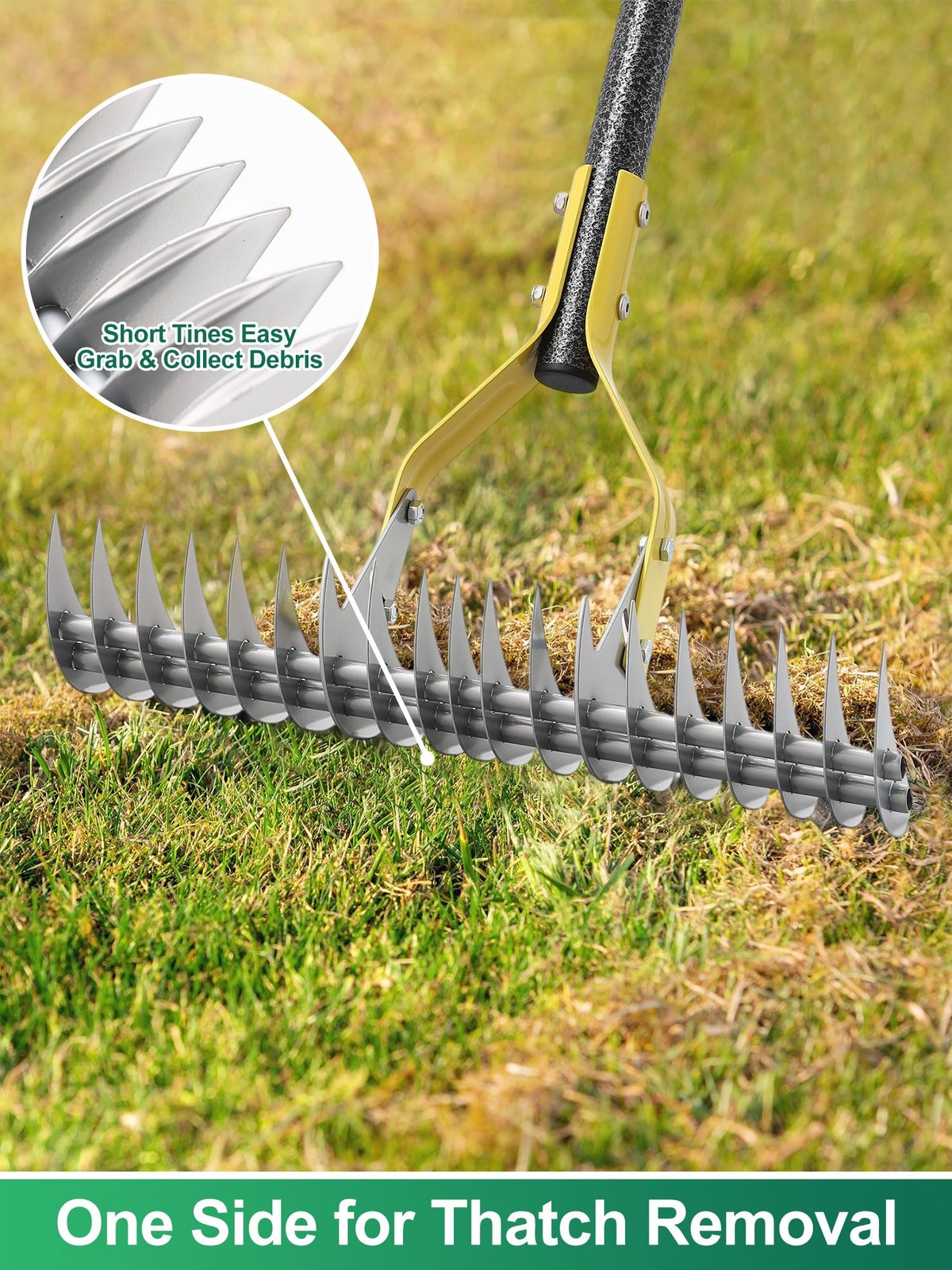 Thatch Rake, 2-in-1 Lawns Manual Dethatcher with Adjustable Head, 55" Heavy D...