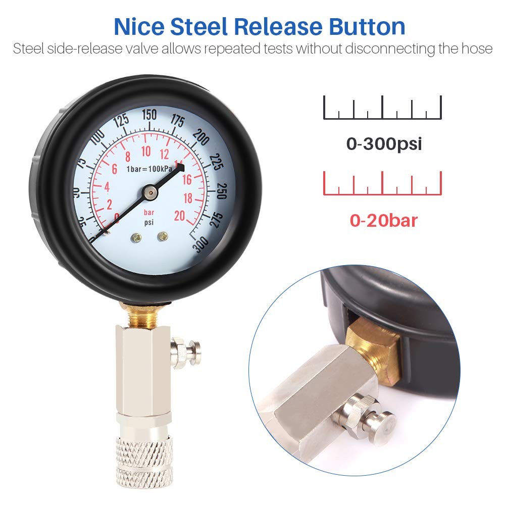 Engine Cylinder Compression Tester Gauge Kit Gas Petrol Diagnostic Testing Tool