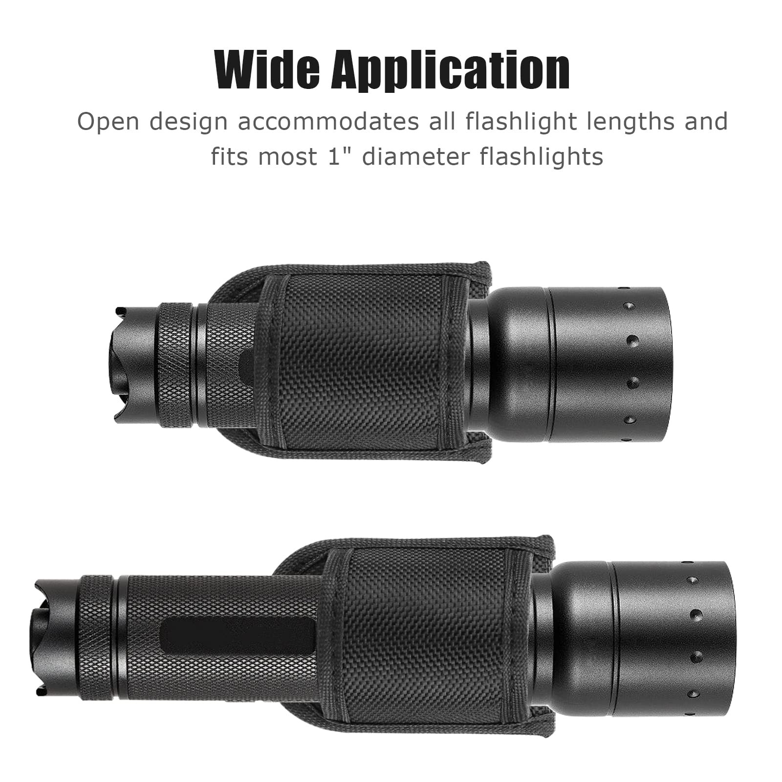 Flashlight Holster for Duty Belt, Open Top D Cell 1 Pack, Black 1 Pack