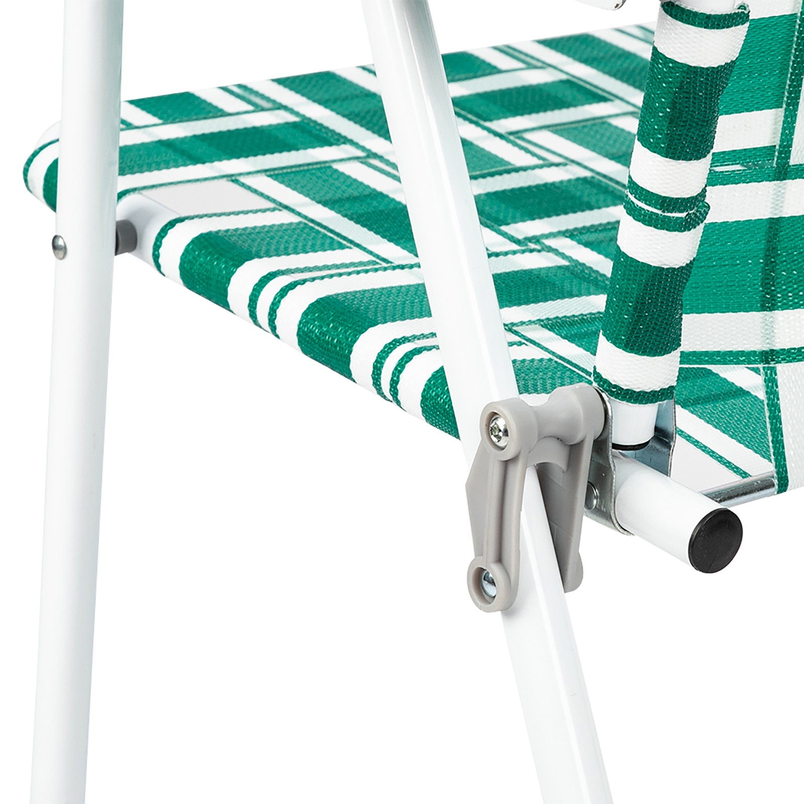 2pcs Portable Steel Tube PP Webbing Folding Beach Chair Light Green Strip