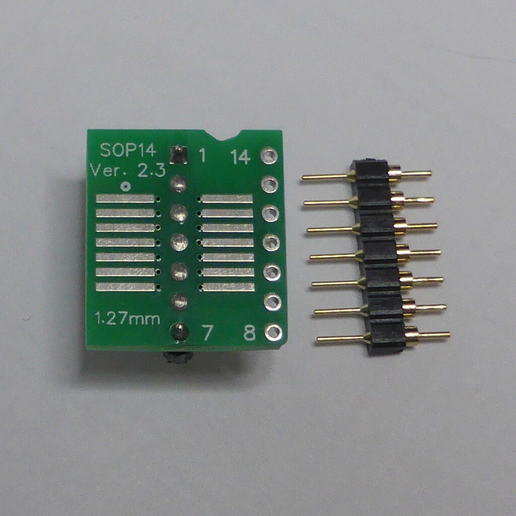 SO14 SOP14 SOIC14 To DIP14 Adapter inc Pins - P 1.27 - DIL 0.3" - 200/300mil
