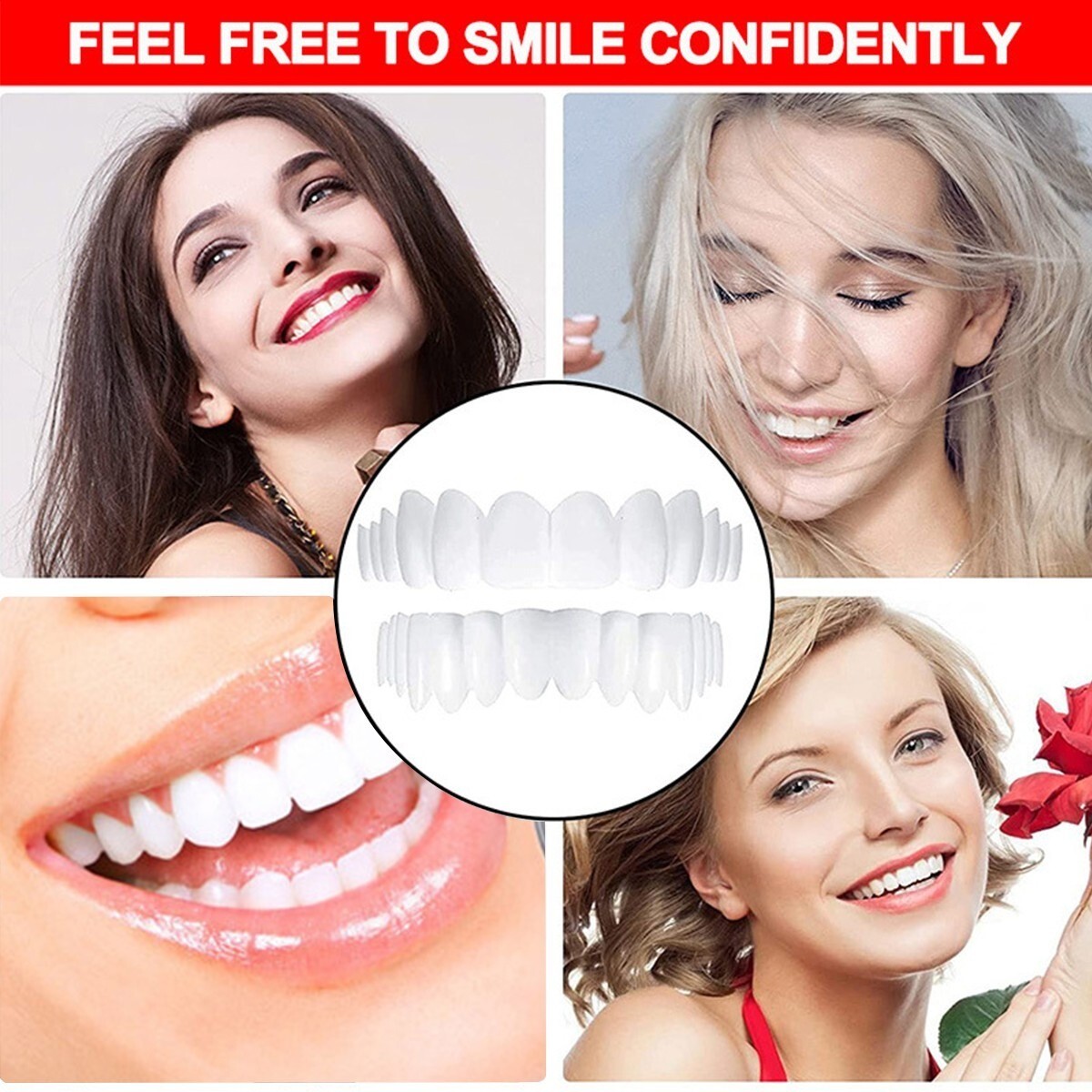 Snap On Veneers Upper & Lower Set - Instant False Teeth Covers No Adhesive