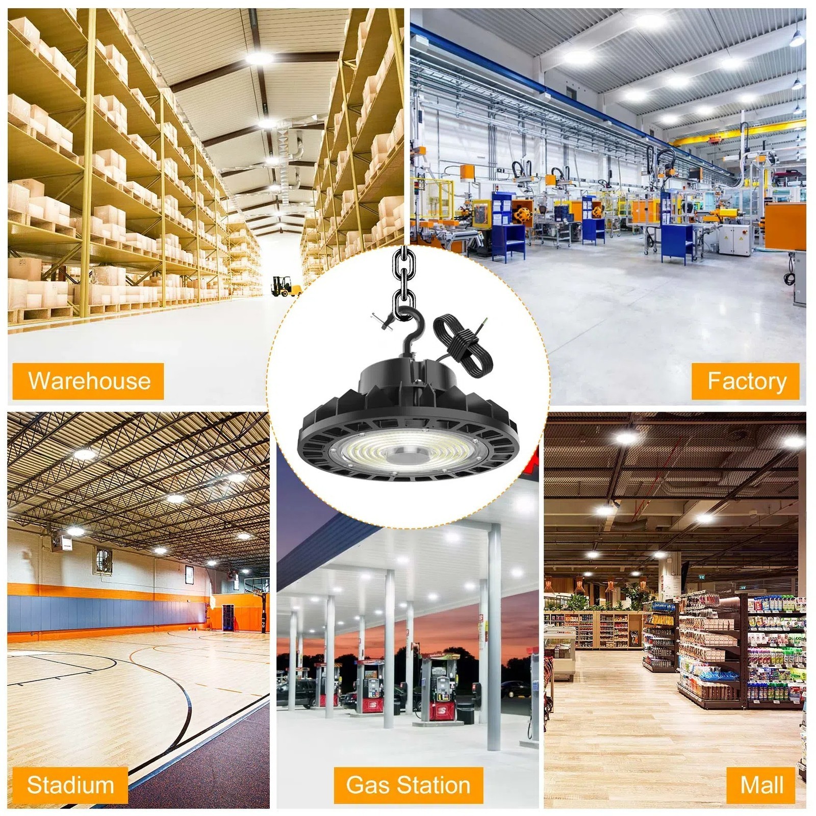 KUKUPPO 150W/120W/90W UFO Led High Bay Light Industrial Warehouse Shop Lighting