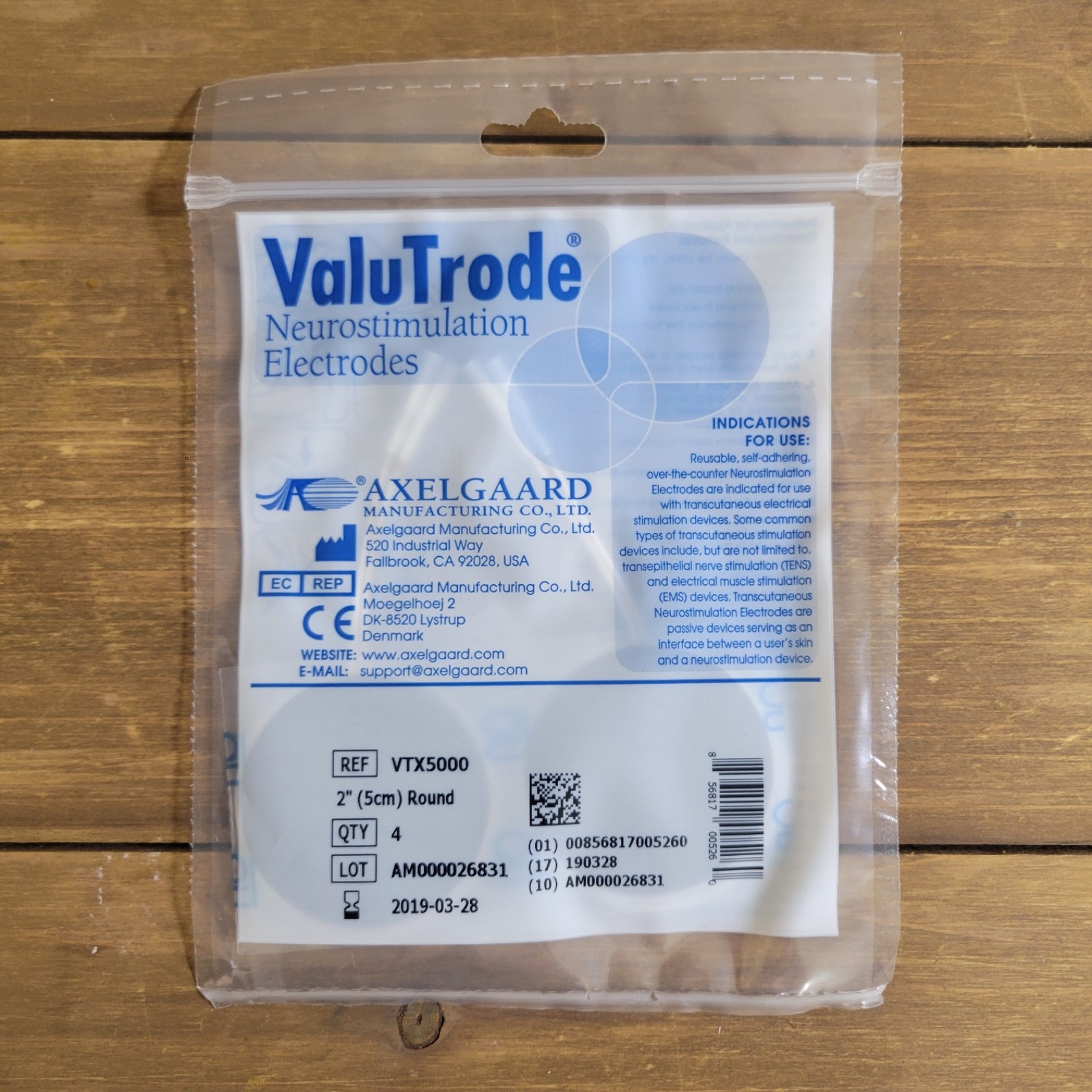 2" Round Axelgaard ValuTrode Neurostimulation Electrodes VTX5000 1 PACK/QTY 4