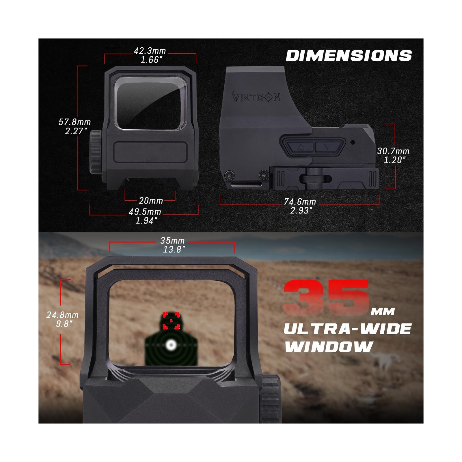 URSA Multi-Reticle Red Dot Sight, 1x35mm Extra-Large Window Reflex Sight, Sha...