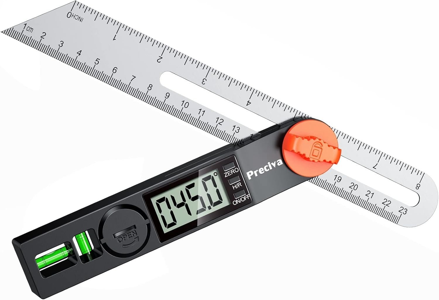 Professional T-Bevel Gauge & Protractor: 230mm Digital Angle Finder with Bubbles
