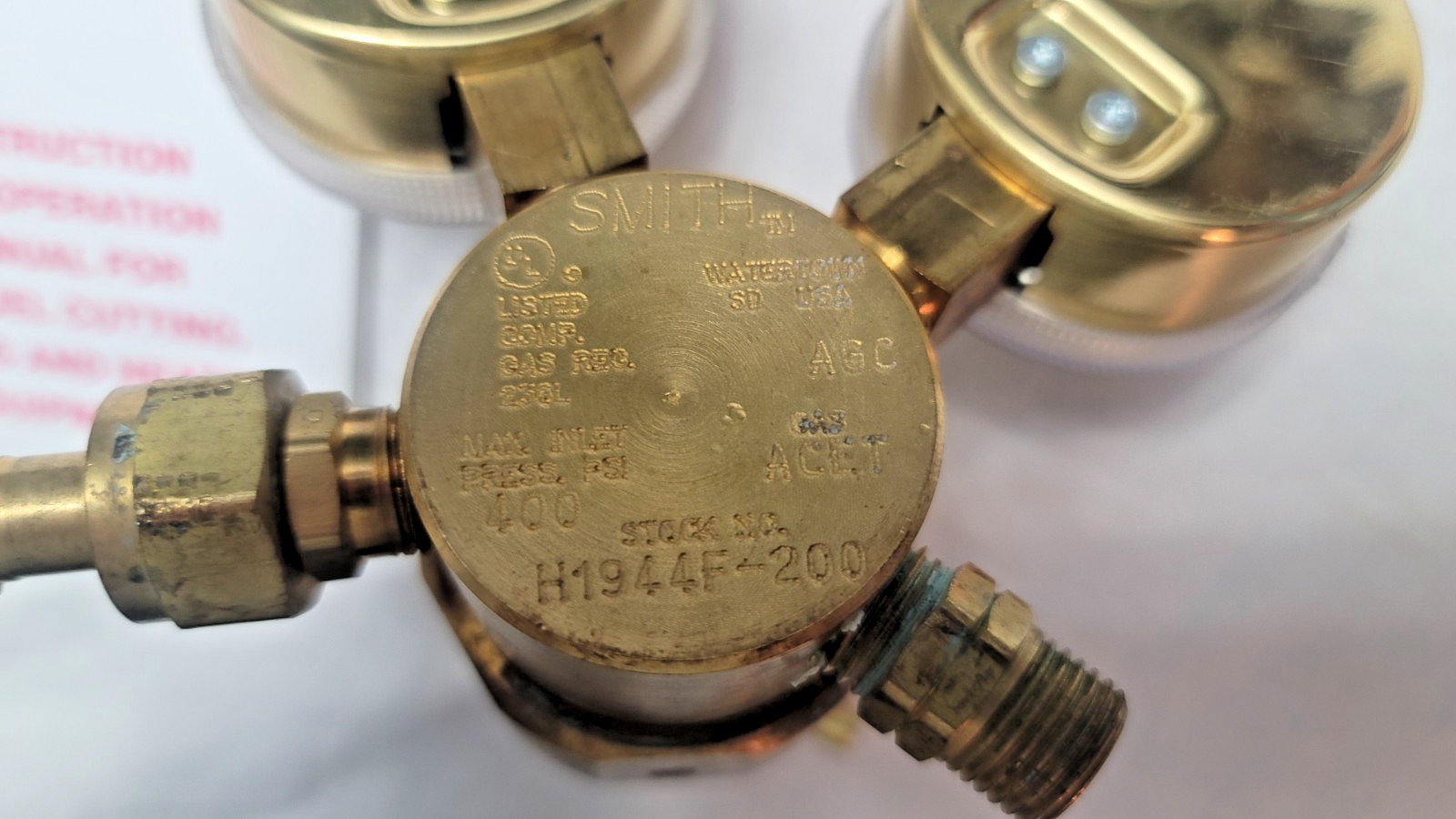 Smith Acetylene Regulator H1944F-200 NEW OPEN PKG