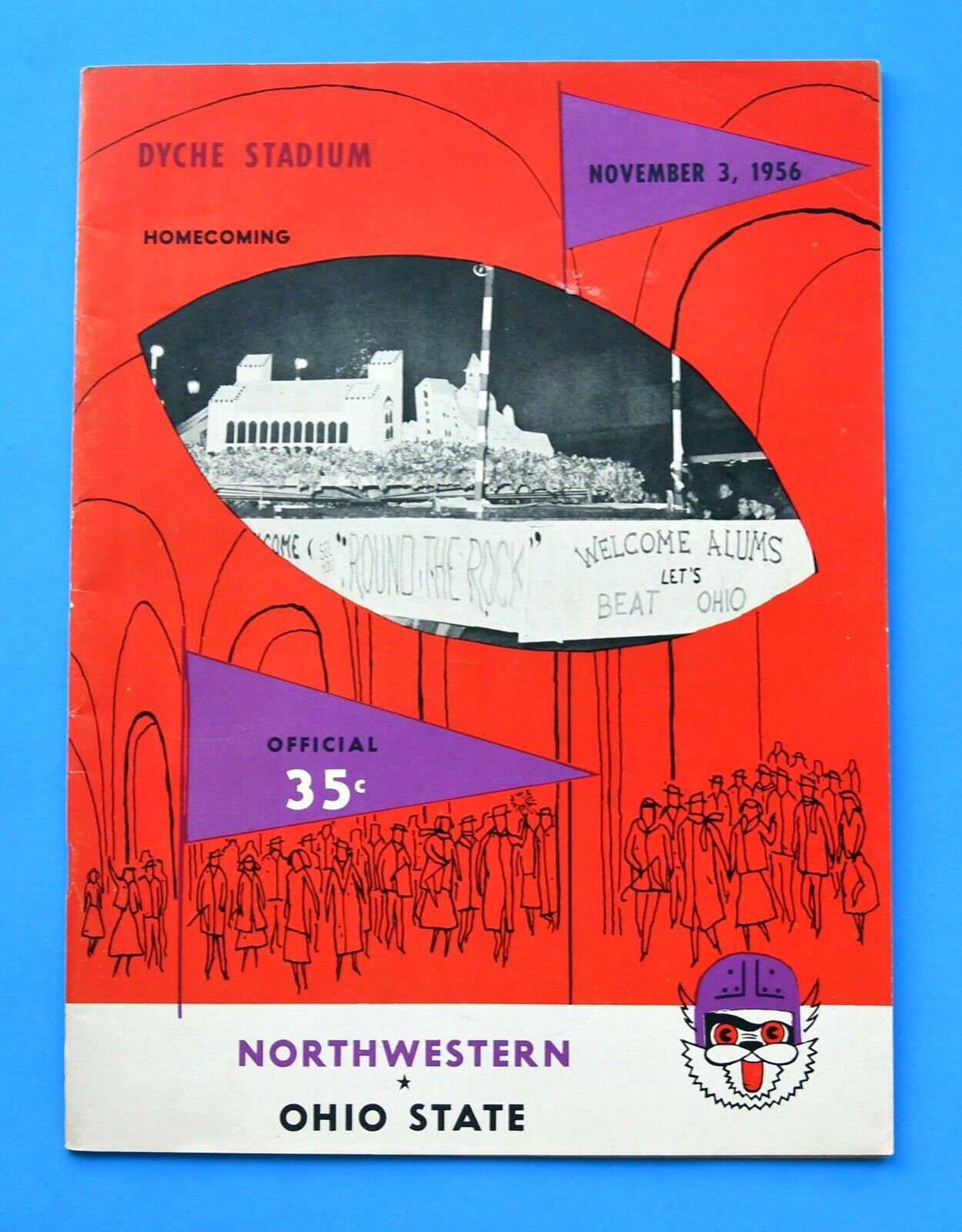 1956 Northwestern Wildcats Football Program. Ohio State Buckeyes.