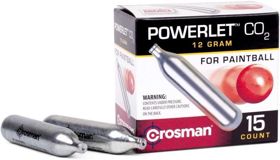 Crosman CC15PB CO2 Powerlet For Paintball (15-Count),Black 12 grams, Black