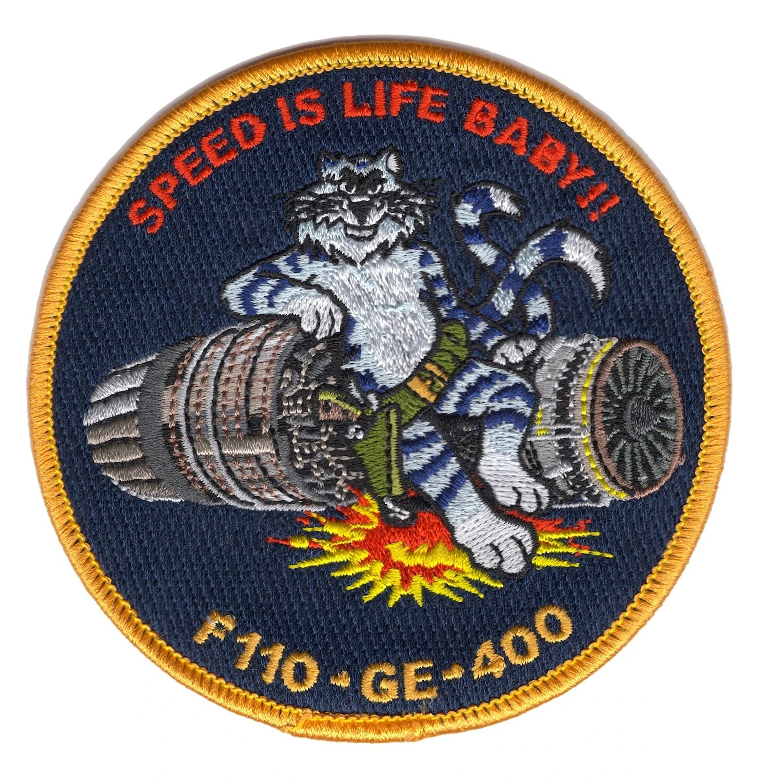 5" NAVY F-14 TOMCAT F-110-GE-400 ENGINE SPEED IS LIFE BABY EMBROIDERED PATCH