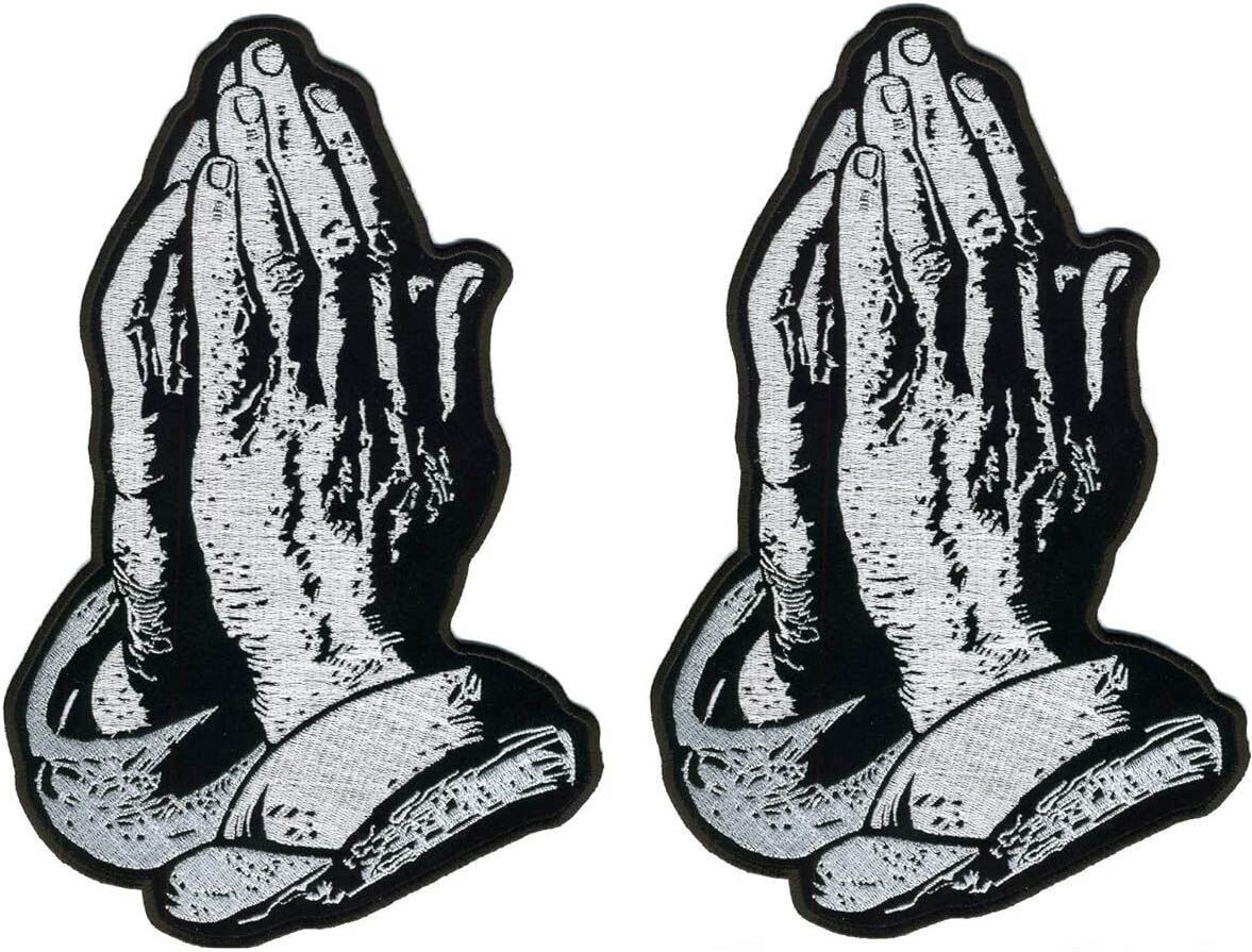 Praying Hands Patch Religious Christian Embroidered Patch ||2PC  IRON ON  5"x3"