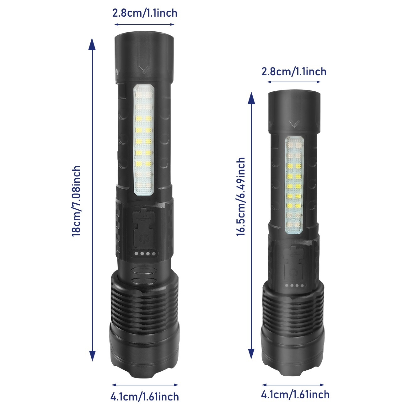 Rechargeable LED Flashlight Tactical Super Bright Torch Light 3 Lighting Color