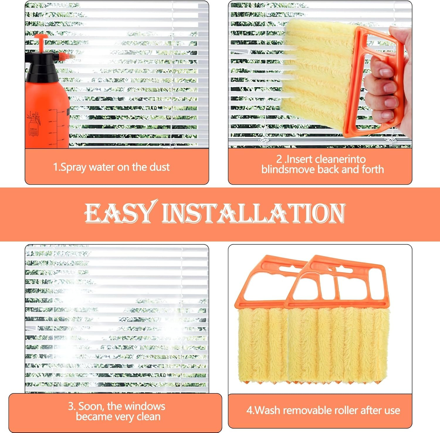 4Pcs Window Blind Cleaner Duster Brush Set Microfiber Vent Keyboard Tool Kit