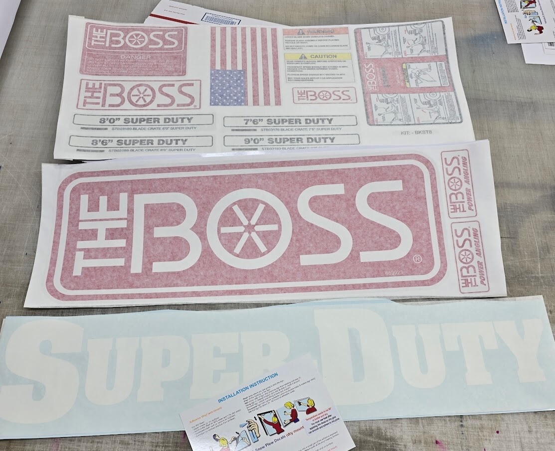 BOSS Super Duty Snow Plow  11pc Decal Replacement Kit Order All size Blade BKST8